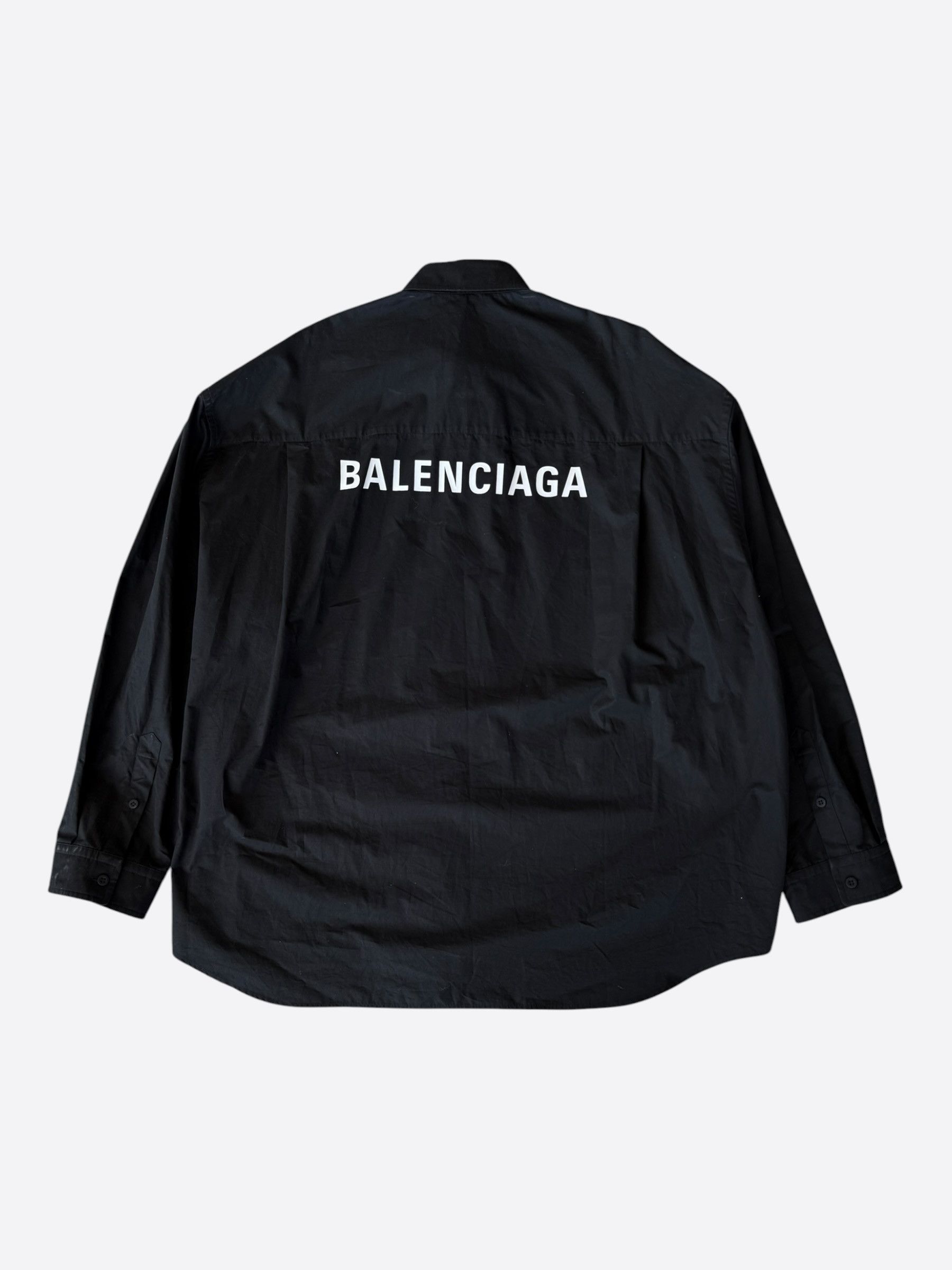 Balenciaga Balenciaga Black & White Logo Button Up Shirt Size US XXL / EU 58 / 5 - 1 Thumbnail