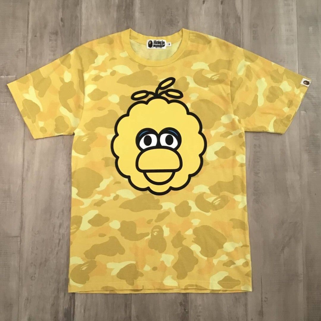BAPE × SESAME STREET Milo T-shirt ABC camo yellow APE