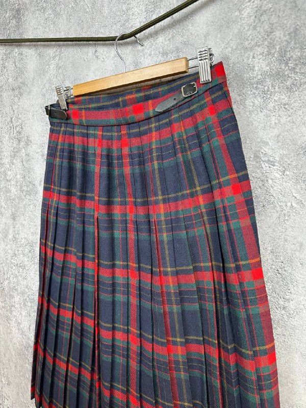 Vintage Highland Home Industries Check Tartan Pleated Kilt Skirt Size 32" / US 10 / IT 46 - 5 Thumbnail