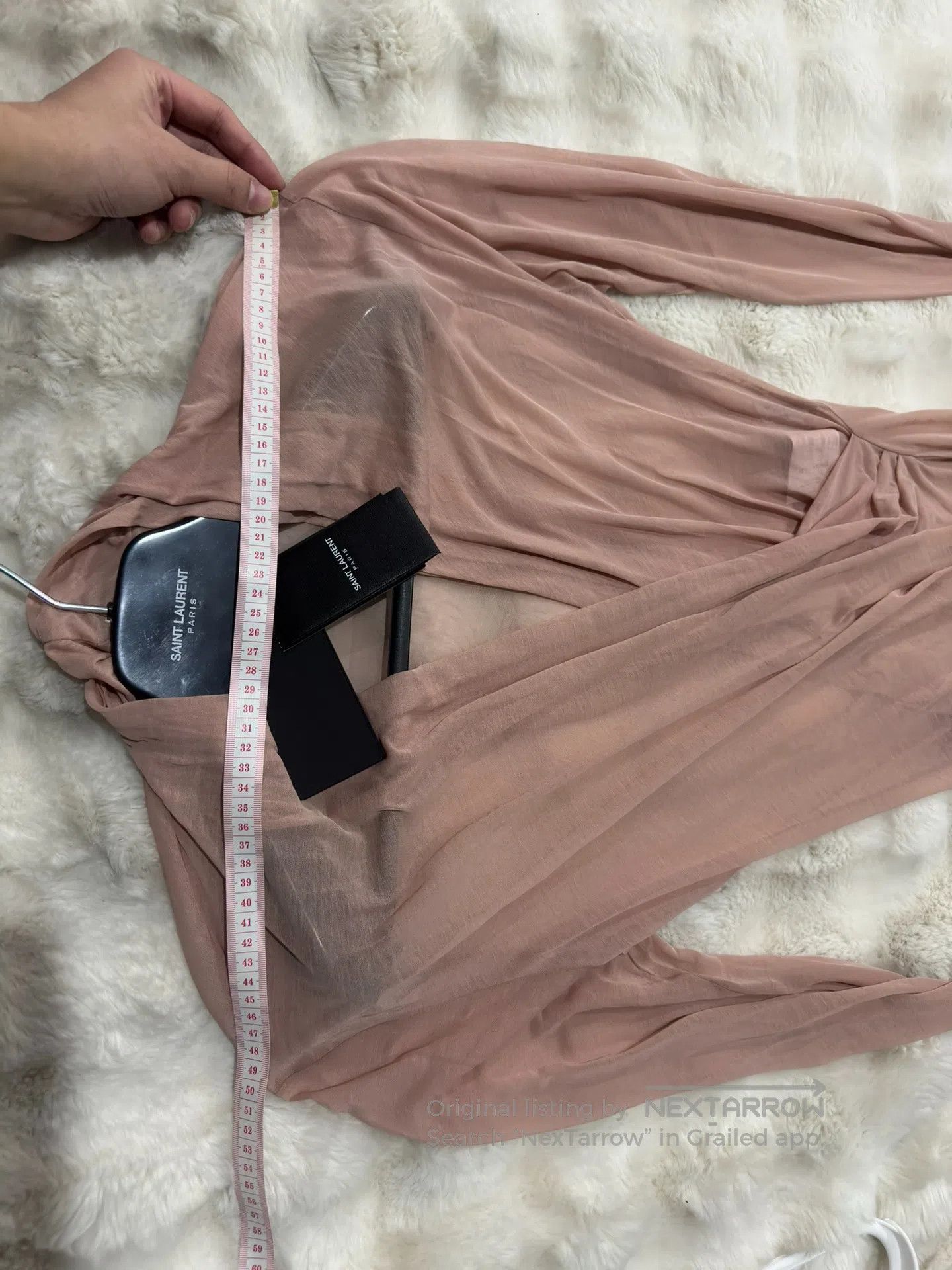 Saint Laurent Paris Saint Laurent Paris Crinkle Deep V Mesh Lining Top| Size US XS / EU 42 / 0 - 7 Thumbnail