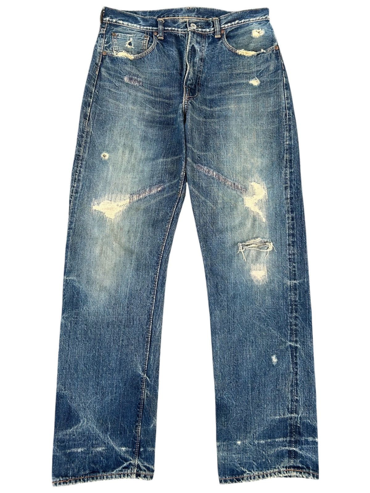 Kapital Vintage Japanese Brand Selvedge Distressed Repair Denim Jean Size US 33 - 1 Thumbnail