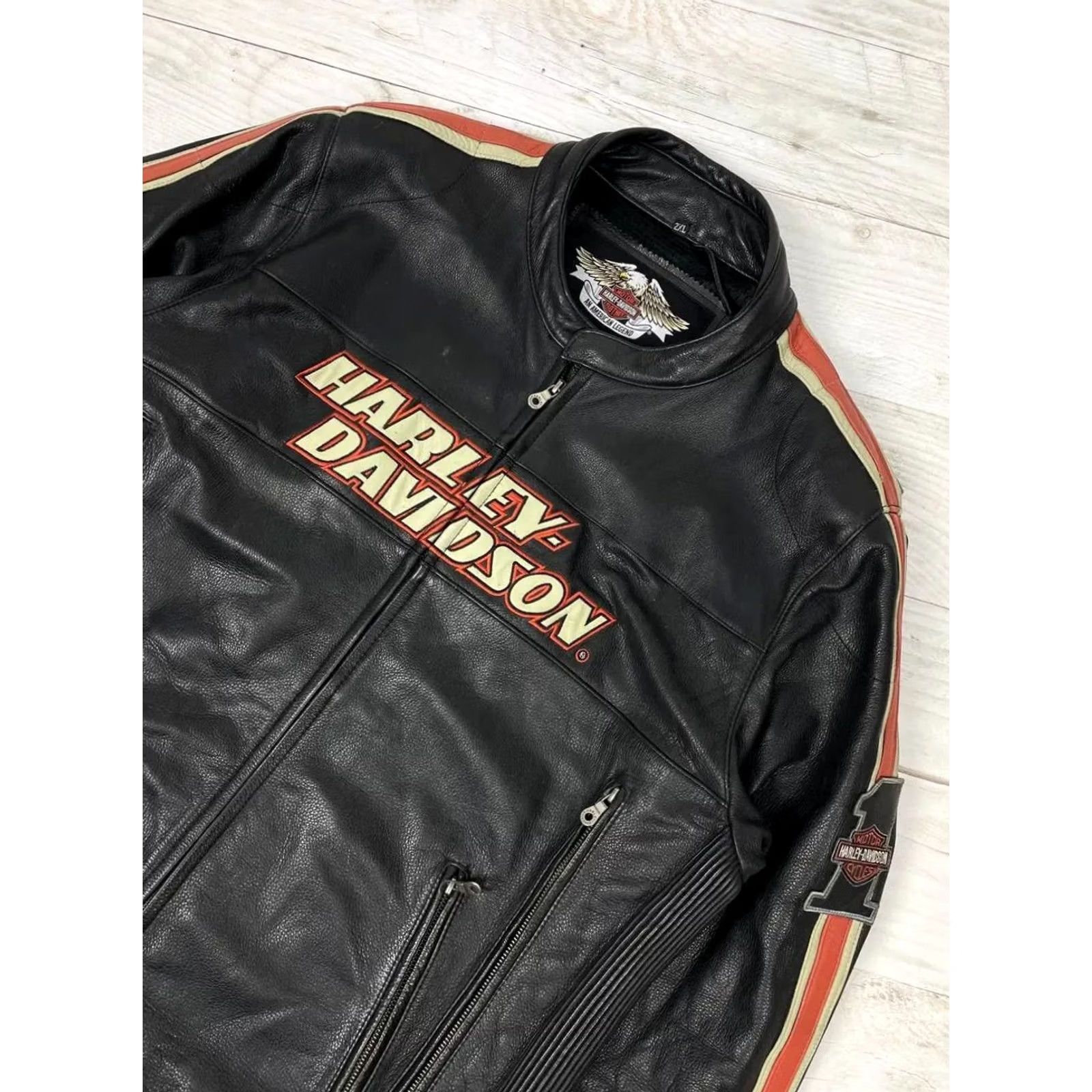 Harley Davidson VINTAGE Harley-Davidson Jacket Harley-Davidson Motorcycle Leather Jacket Biker 2XL Black Mens 90s Vintage Jacket Size US XXL / EU 58 / 5 - 3 Thumbnail