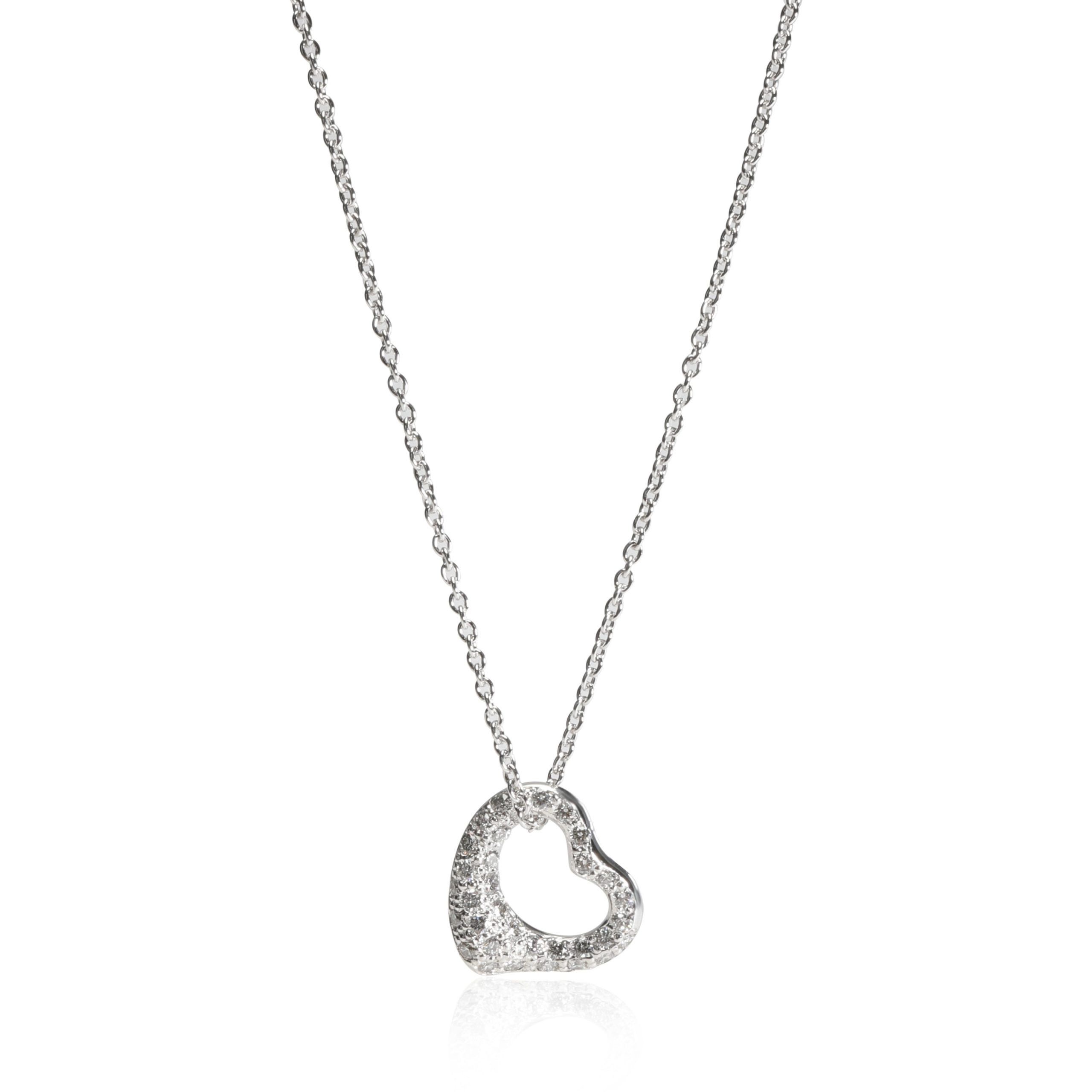Tiffany & Co. Elsa Peretti Open Heart Diamond Necklace in Platinum 0.35 CTW