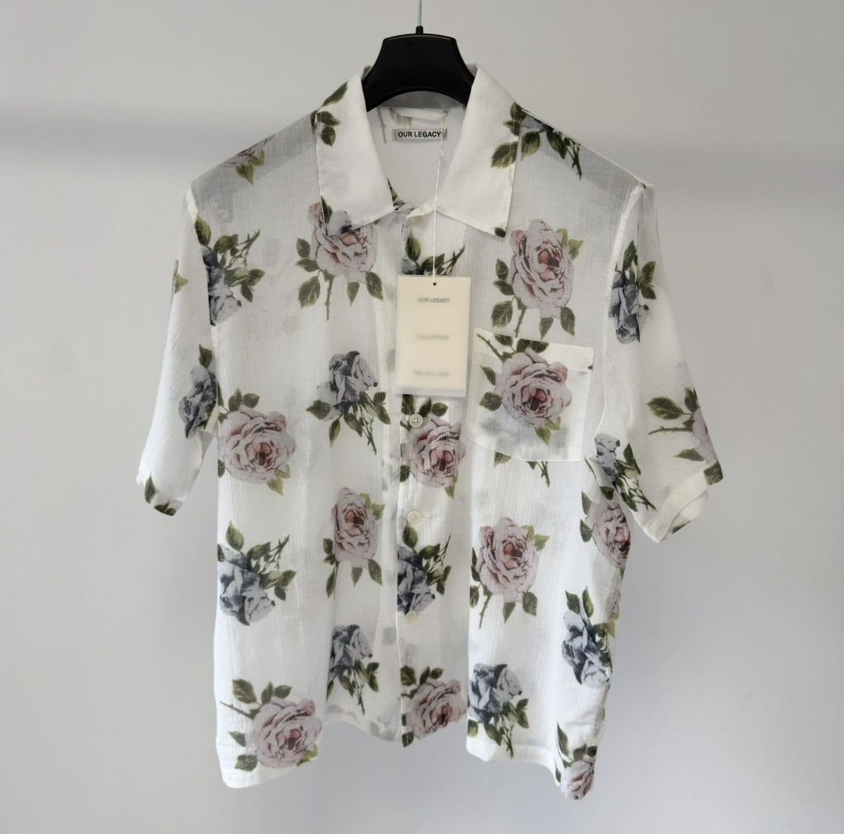 Our Legacy White Cotton Voile ‘Rose Print’ Box Shirt Size US L / EU 52-54 / 3 - 1 Thumbnail