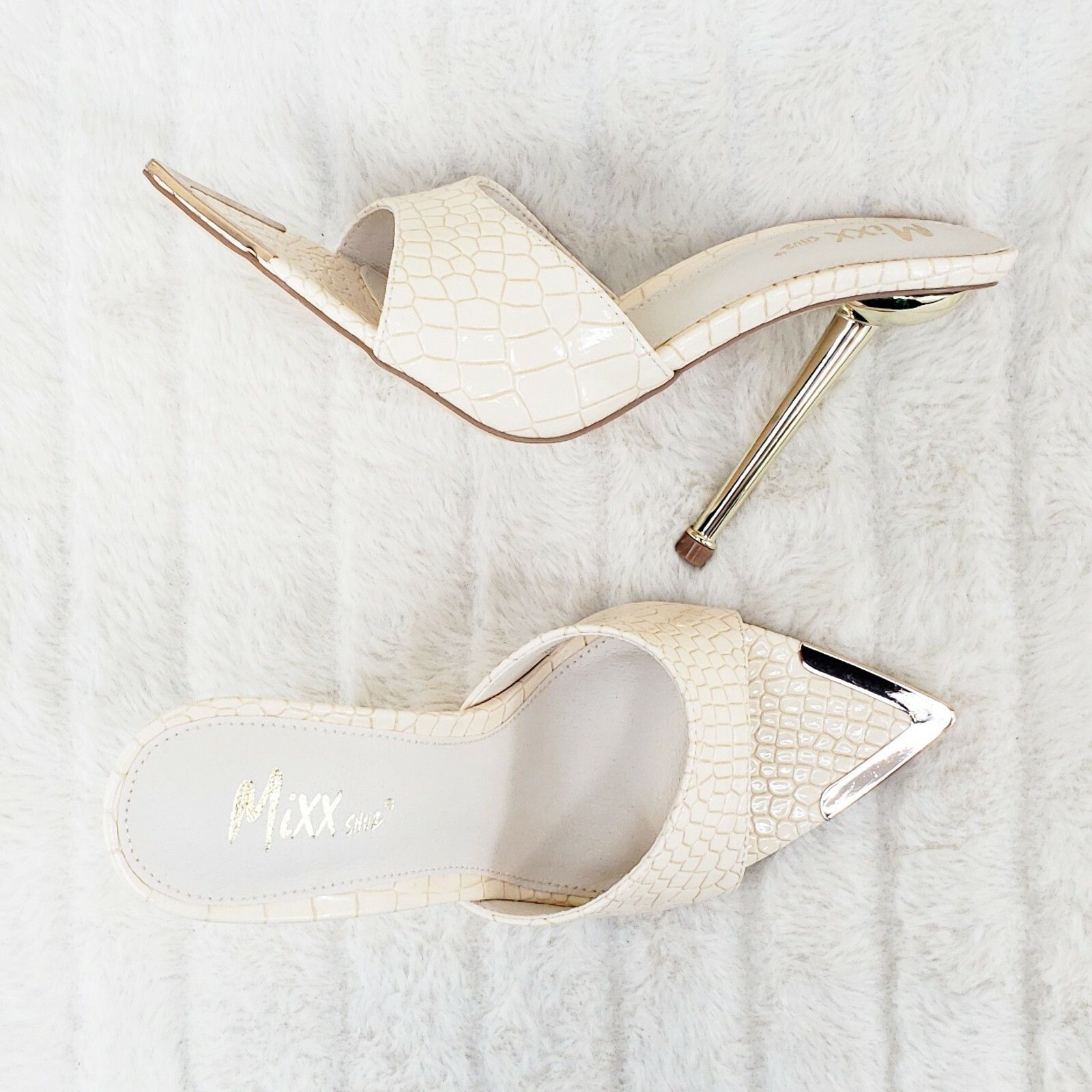 Other Venus Nude Slim High Heel Pointy Toe Slip On Sandals Slides Size US 6.5 / IT 36.5 - 3 Thumbnail