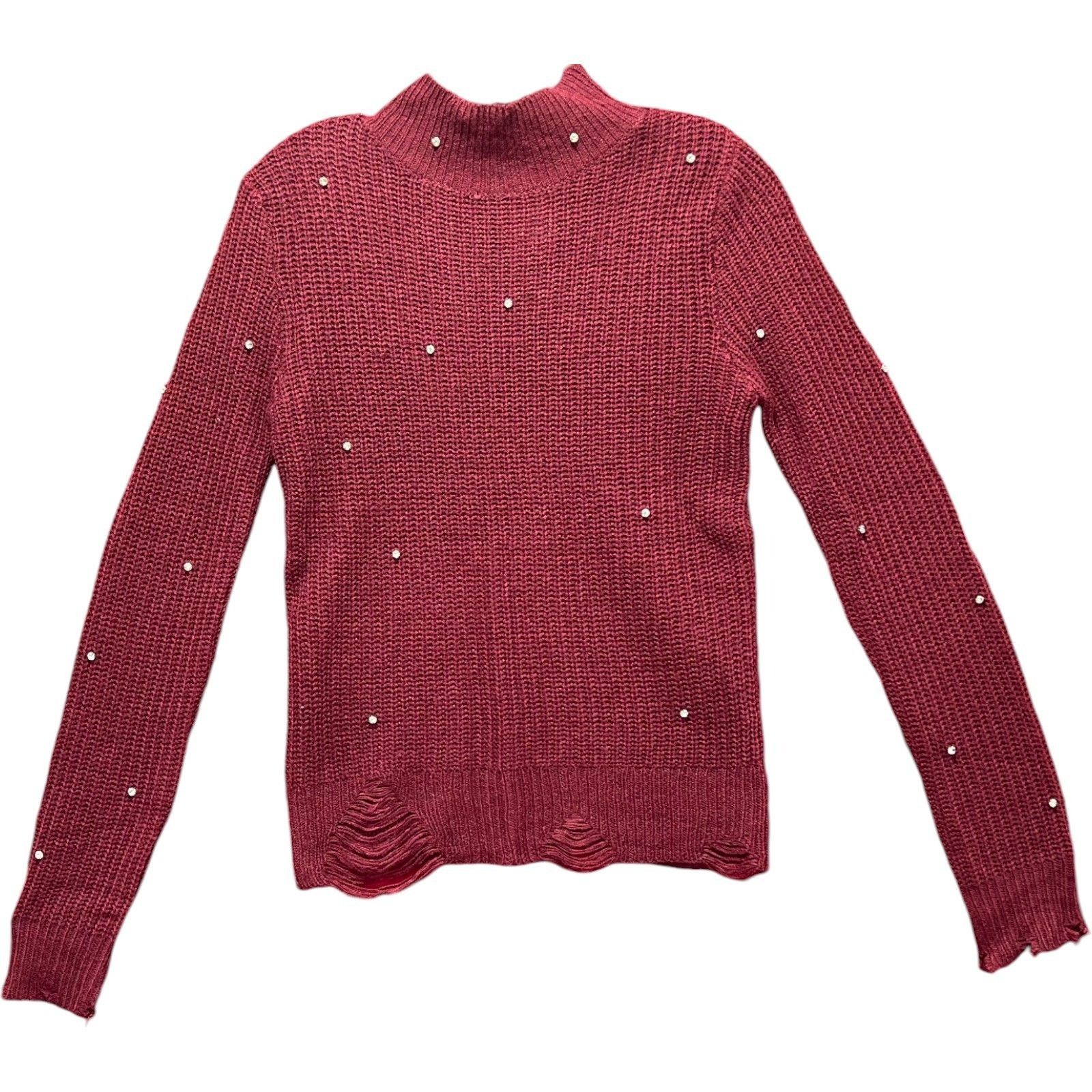 Other FCT With Love - Women's Crochet Long Sleeve Blouse - Burgund Size M / US 6-8 / IT 42-44 - 1 Thumbnail