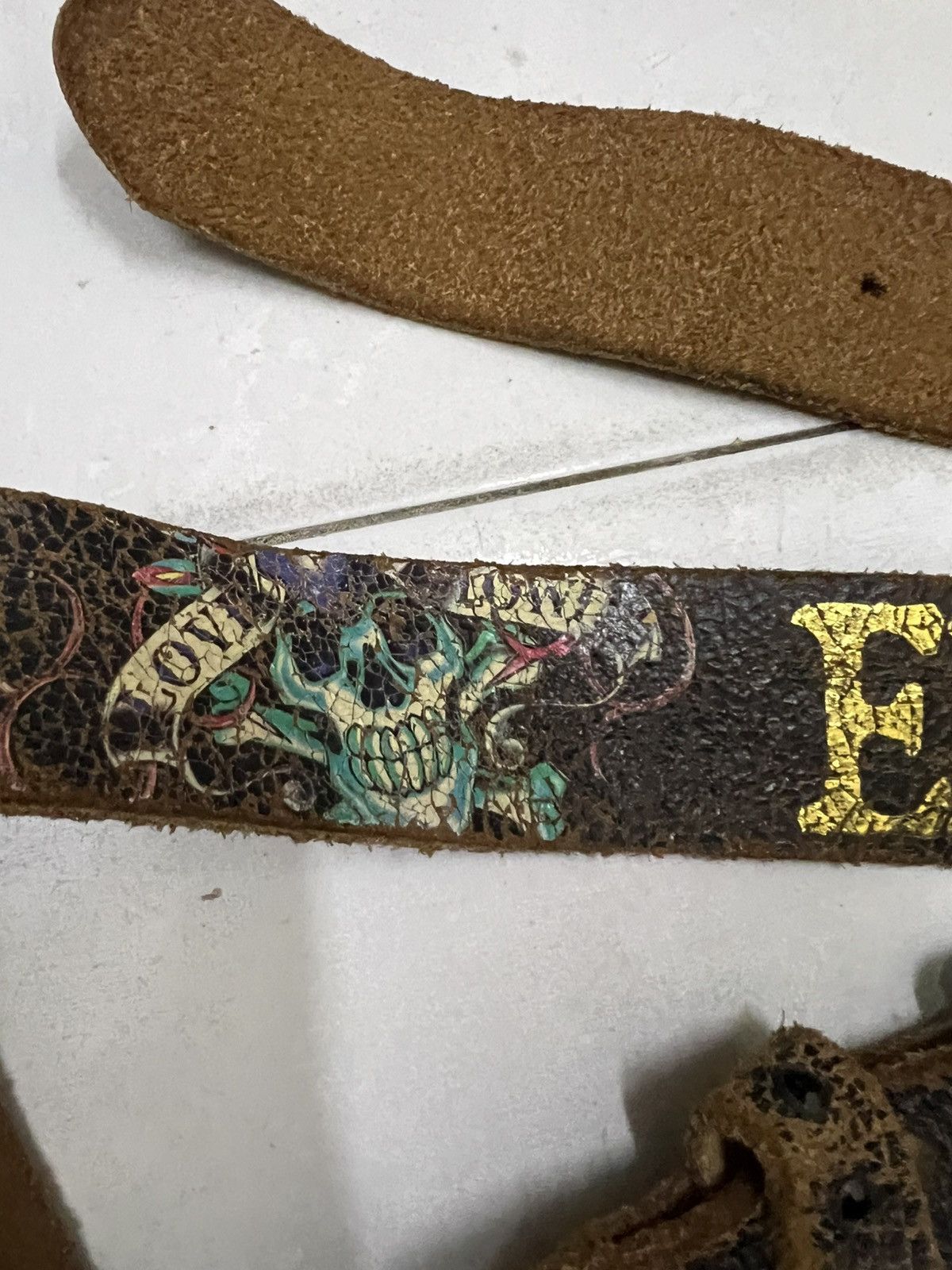 Ed Hardy Ed Hardy Love Slowly Skull Gem belt leather vintage Size ONE SIZE - 5 Thumbnail