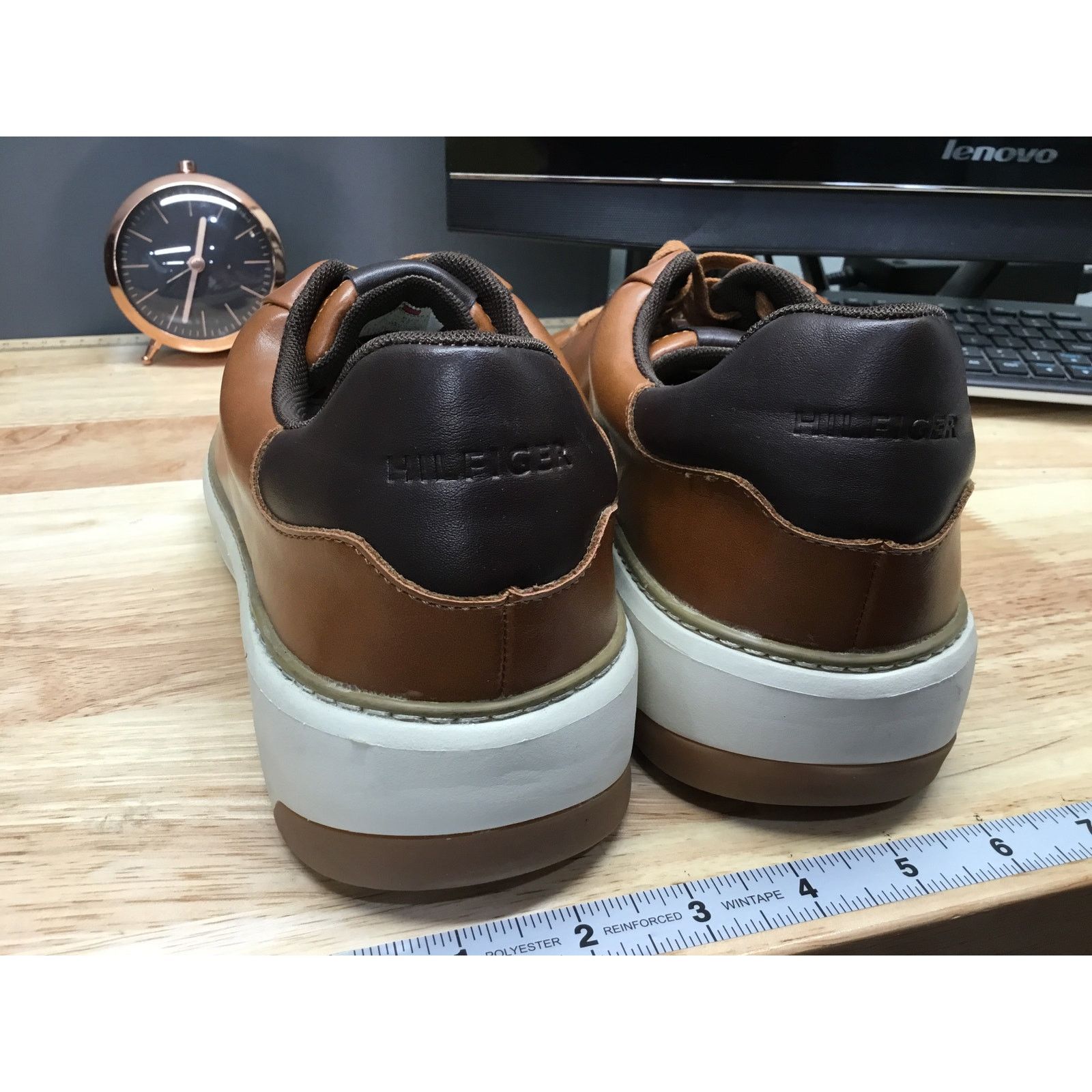 Tommy Hilfiger Tommy Hilfiger Sneaker Men 10.5 Brwn Leather Lace Up Low Top Size US 10.5 / EU 43-44 - 3 Thumbnail