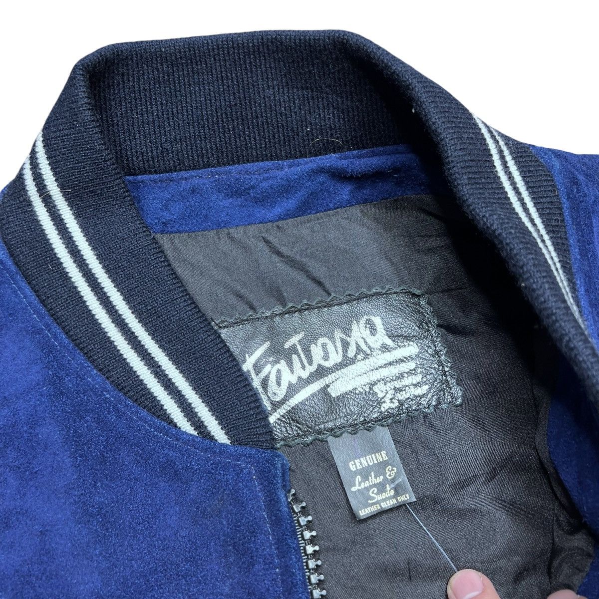NFL × Vintage Vintage 1990s NFL Denver Broncos Blue Suede Zip Up Jacket Size US XL / EU 56 / 4 - 4 Thumbnail