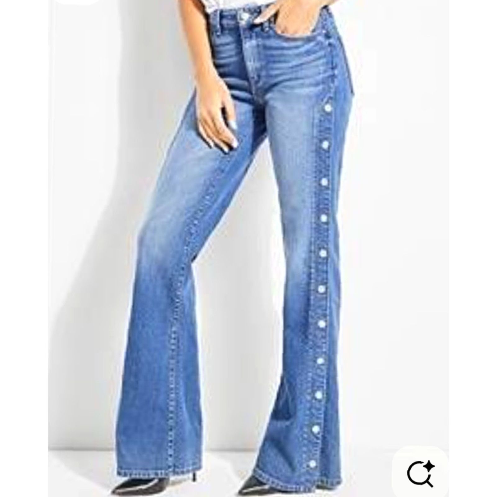 Denime VINTAGE Unbranded Flare Jeans Size S (26×28) 80’s Retro Western Cowgirl Denim Snap Sides Women's Jeans Slim Denim Size 28" / US 6 / IT 42 - 3 Thumbnail