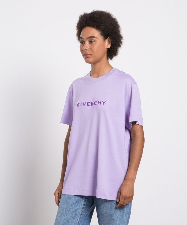 o1srvl11e0724 T-Shirt With Textured Logo in Purple