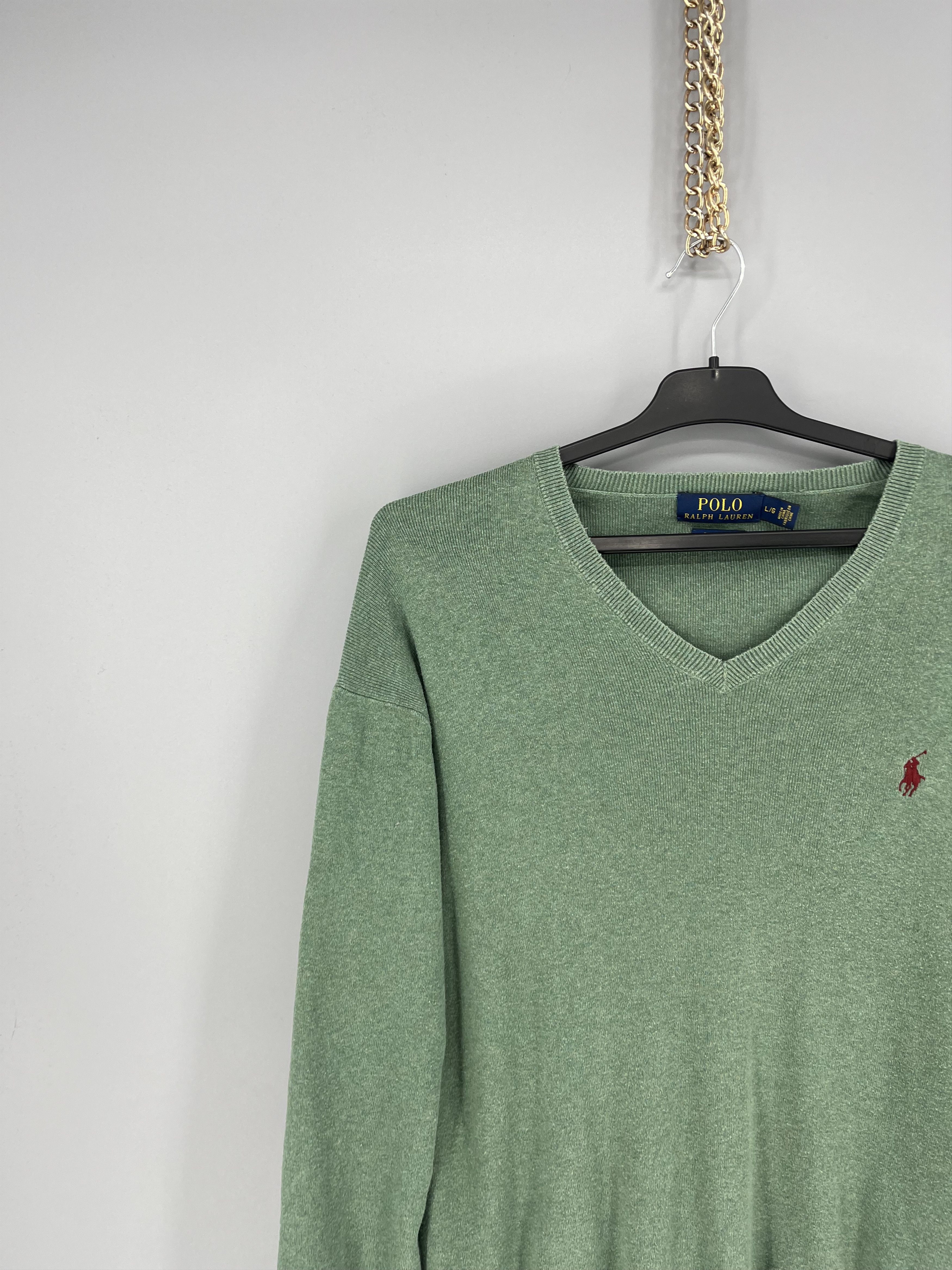 Polo Ralph Lauren Vintage Polo Ralph Lauren V-Neck Sweater 90s Green Size US L / EU 52-54 / 3 - 4 Thumbnail