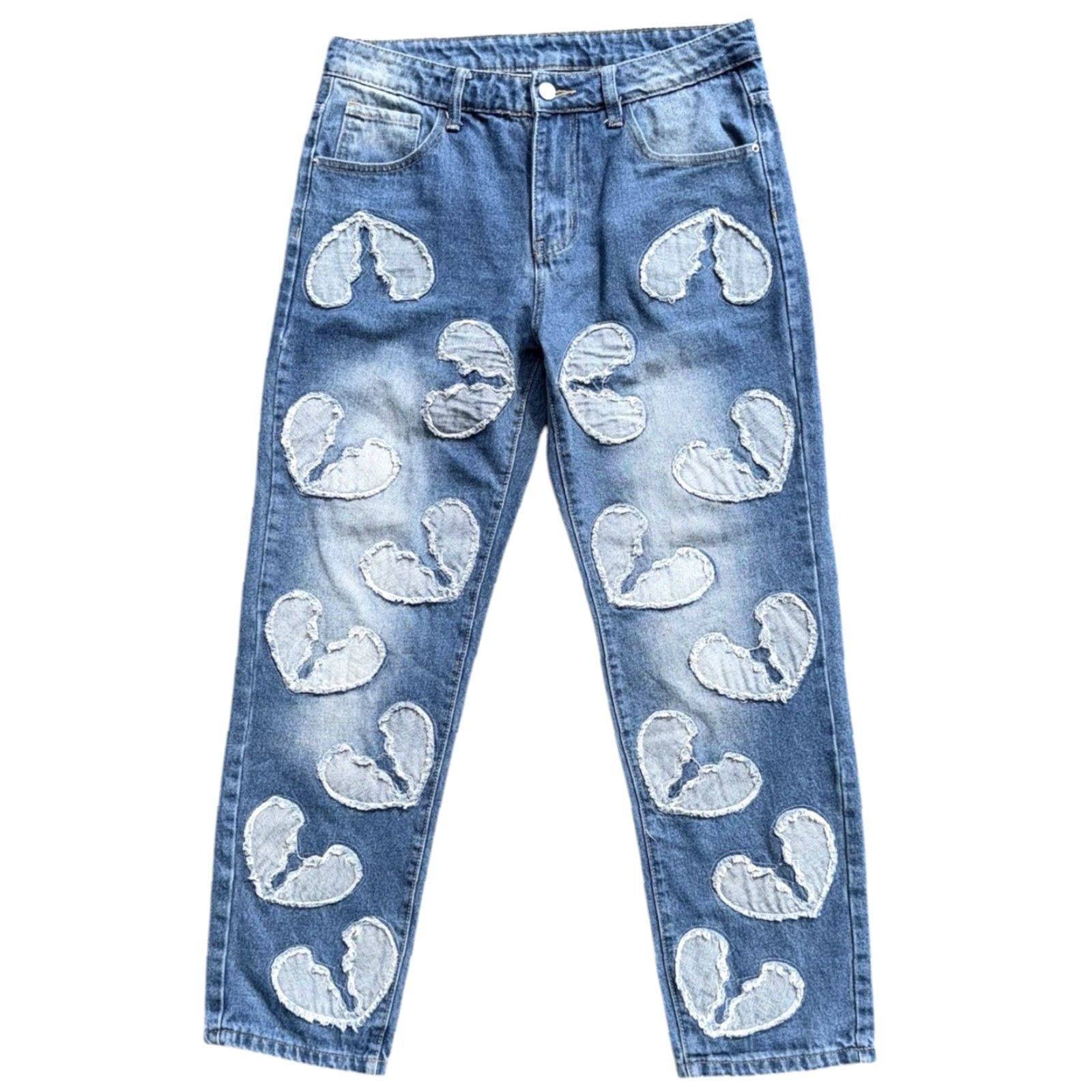 Vintage VINTAGE Y2K Heart Embroidered Light Wash Jeans Mens Ankle 30x? Blue Size Small Size US 30 / EU 46 - 2 Thumbnail