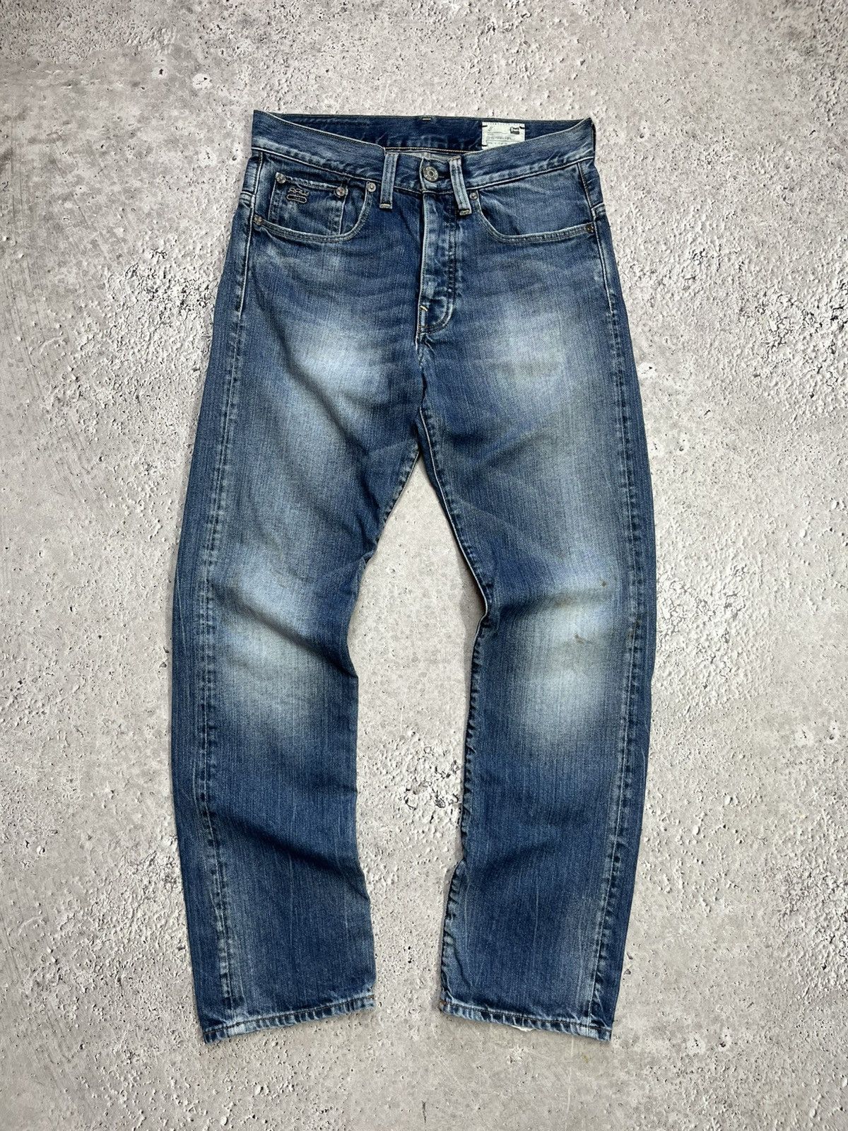 G-Star G-Star RAW Custom Big Logo Denim Jeans Distressed Blue Size US 29 - 9 Thumbnail