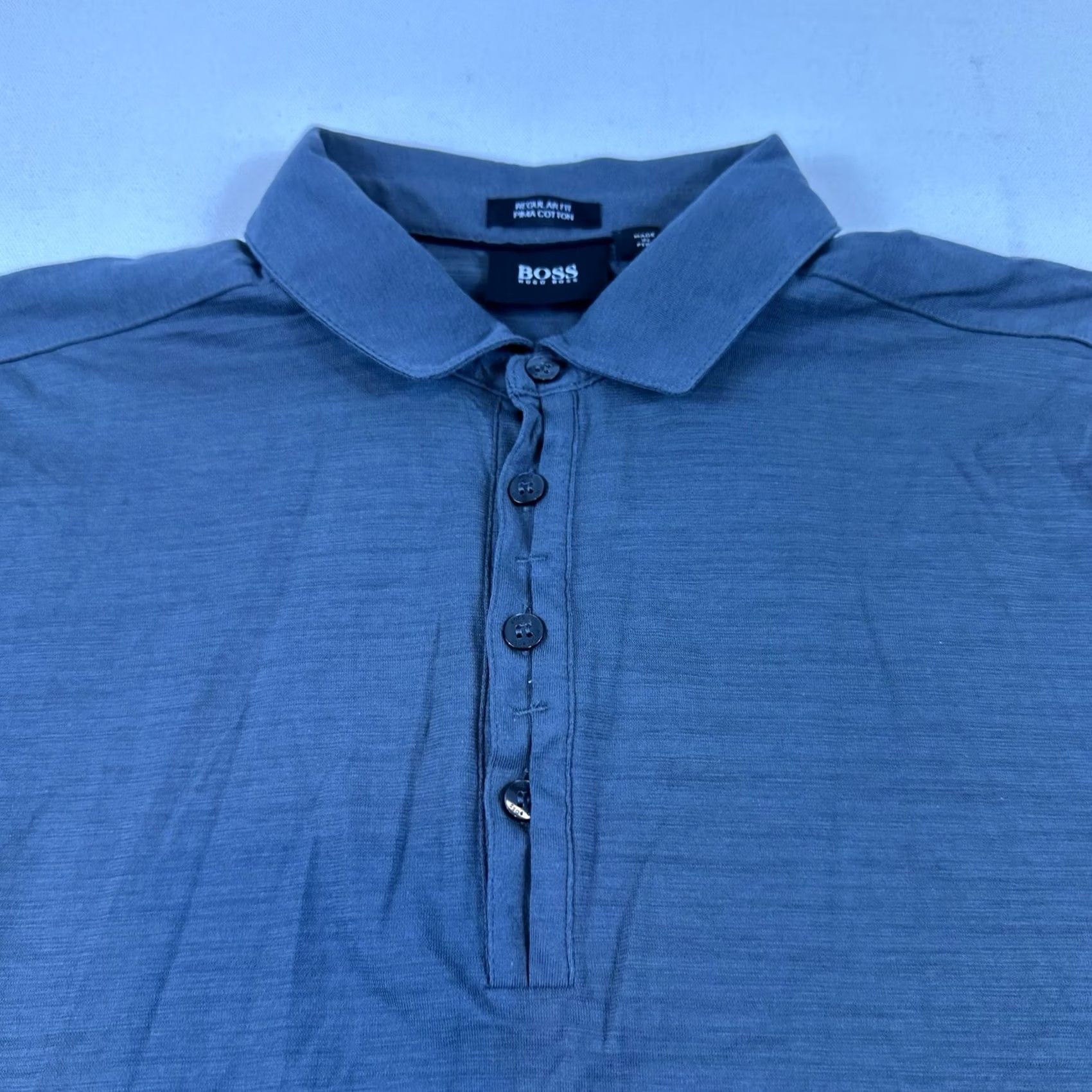 Vintage Boss Hugo Boss Regular Fit Polo Shirt Men Medium Gray Short Sleeve Pima Cotton Size US M / EU 48-50 / 2 - 3 Thumbnail