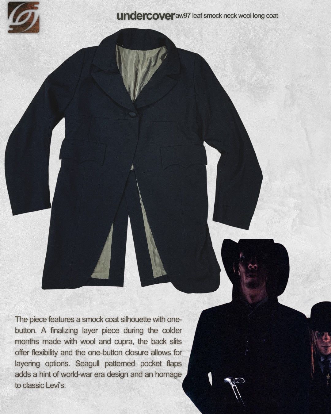 A/W 97 'Leaf' Smock Neck Wool Long Coat