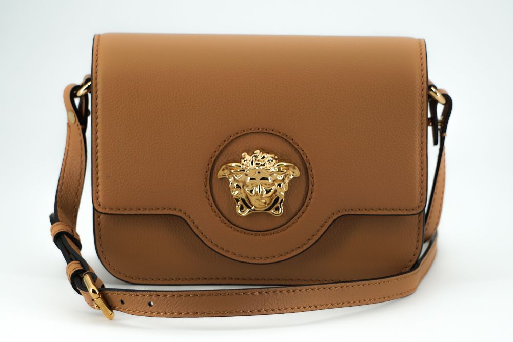 Versace Elegant Calf Leather Shoulder Bag in Women's Brown Size ONE SIZE - 1 Thumbnail