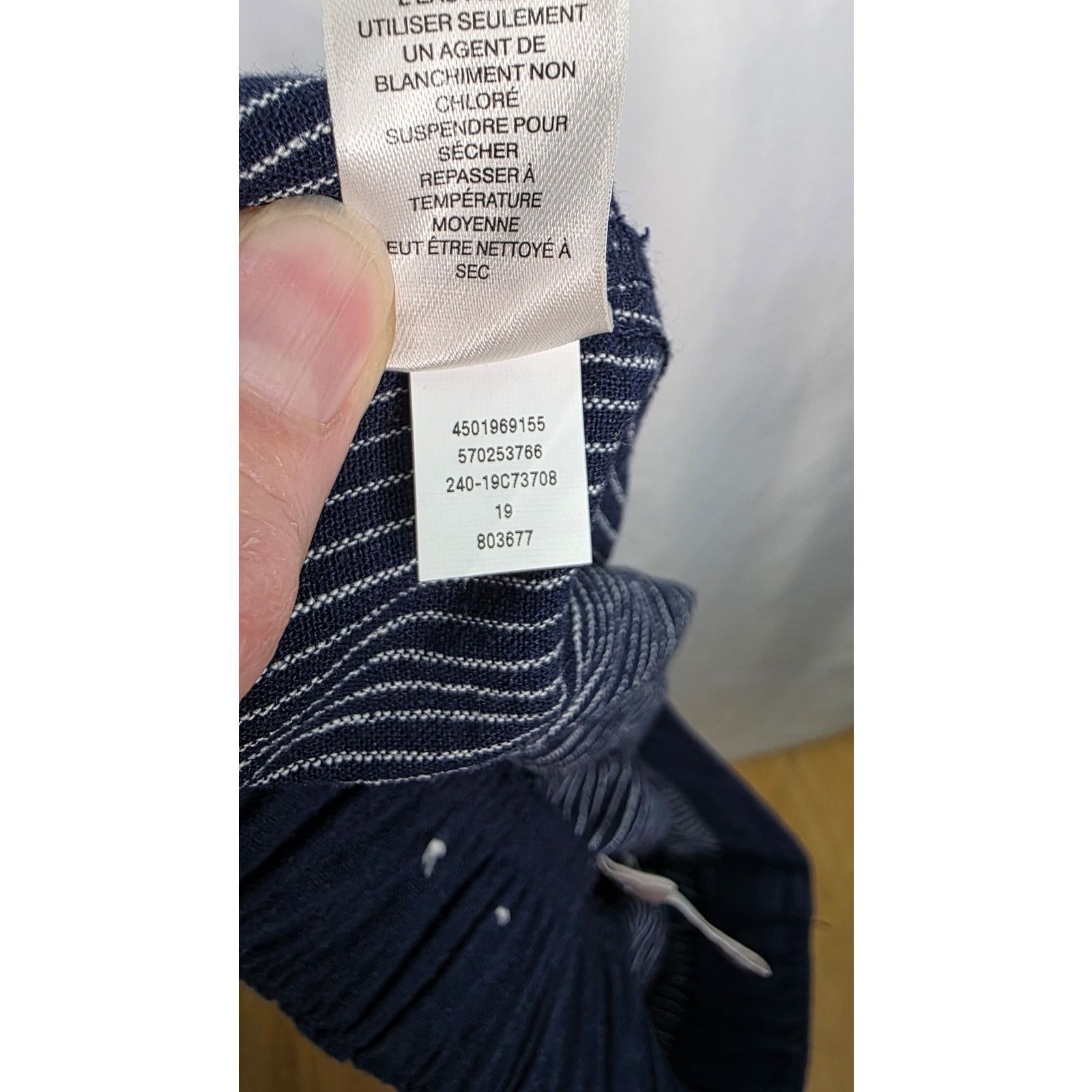 Other Chico's Linen Rayon Blend Pants Women's Large Blue Pinstripe Size 35" - 7 Thumbnail