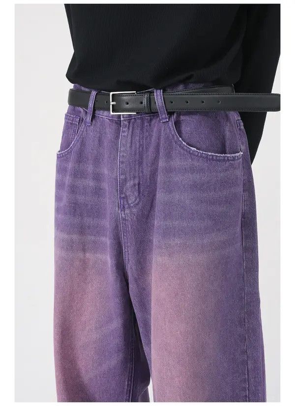 Japanese Brand nezawa x Riyo Japanese retro purple loose washed jeans Size US 32 / EU 48 - 5 Thumbnail