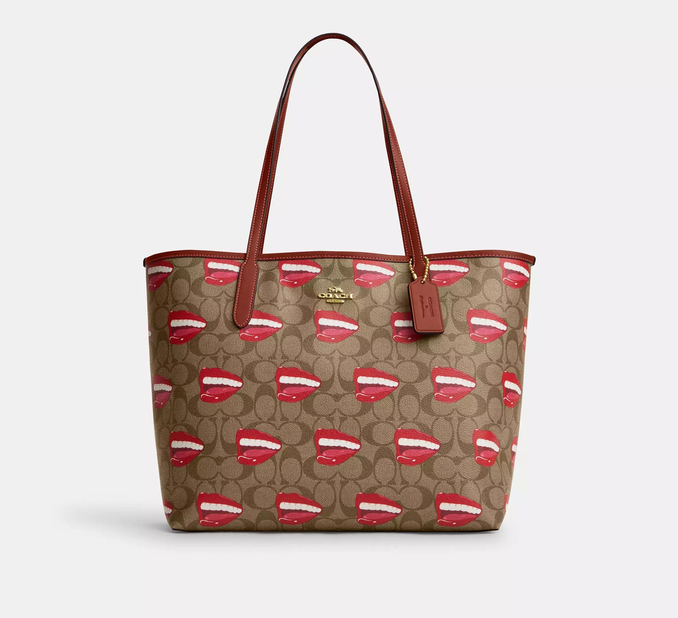 image of Coach X Tom Wesselmann City Tote In Signature Canvas Cq032 in Gold, Women's