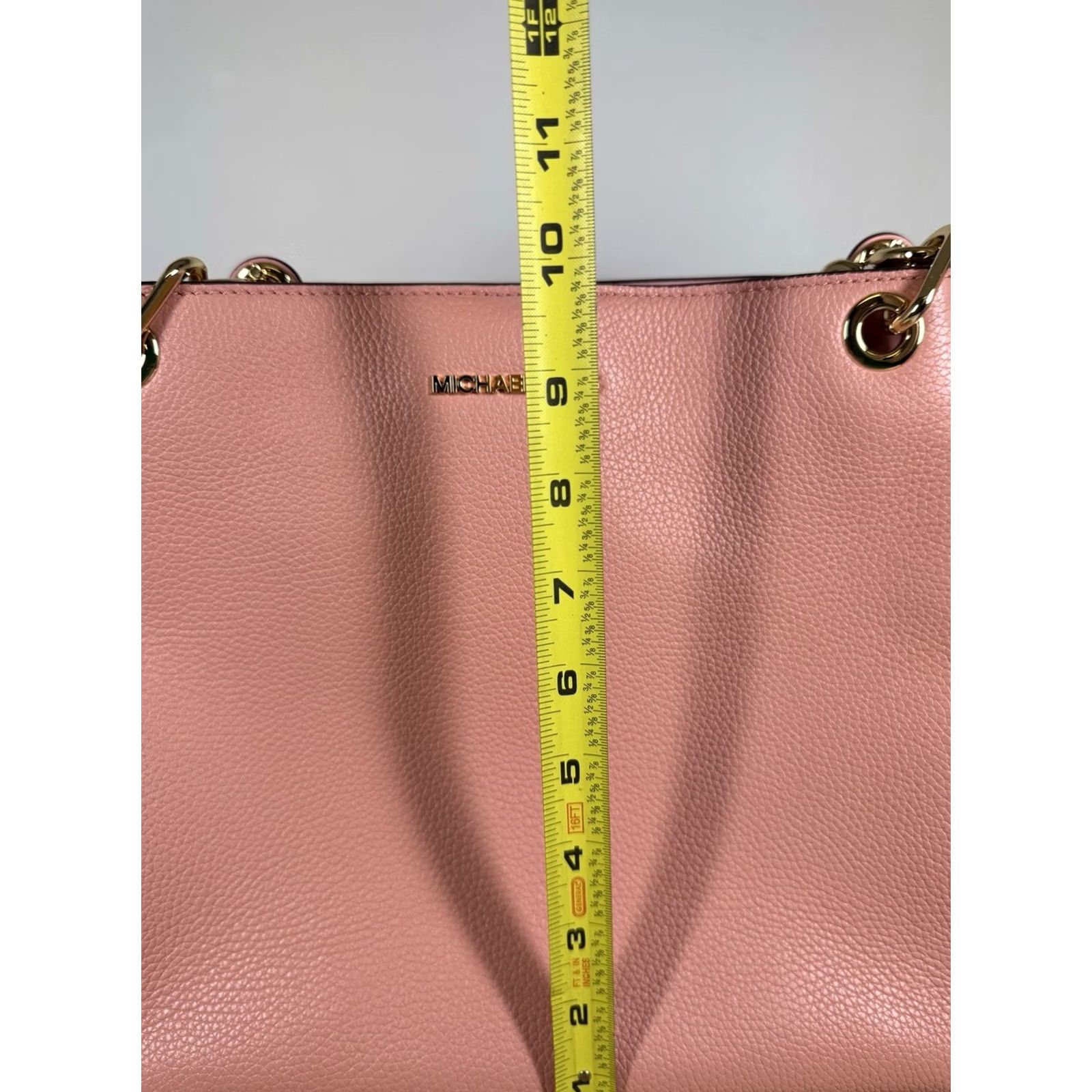 Michael Kors Authentic Michael Kors Large Leather Trisha Shoulder Gusset Handbag Primrose Pink Pebbled Leather Gold Hardware Size ONE SIZE - 4 Thumbnail