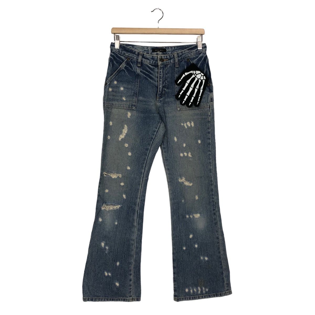 🔥RARE BOWCUT DISTRESSED DENIM JEANS LIVRE CLAIRE JAPAN