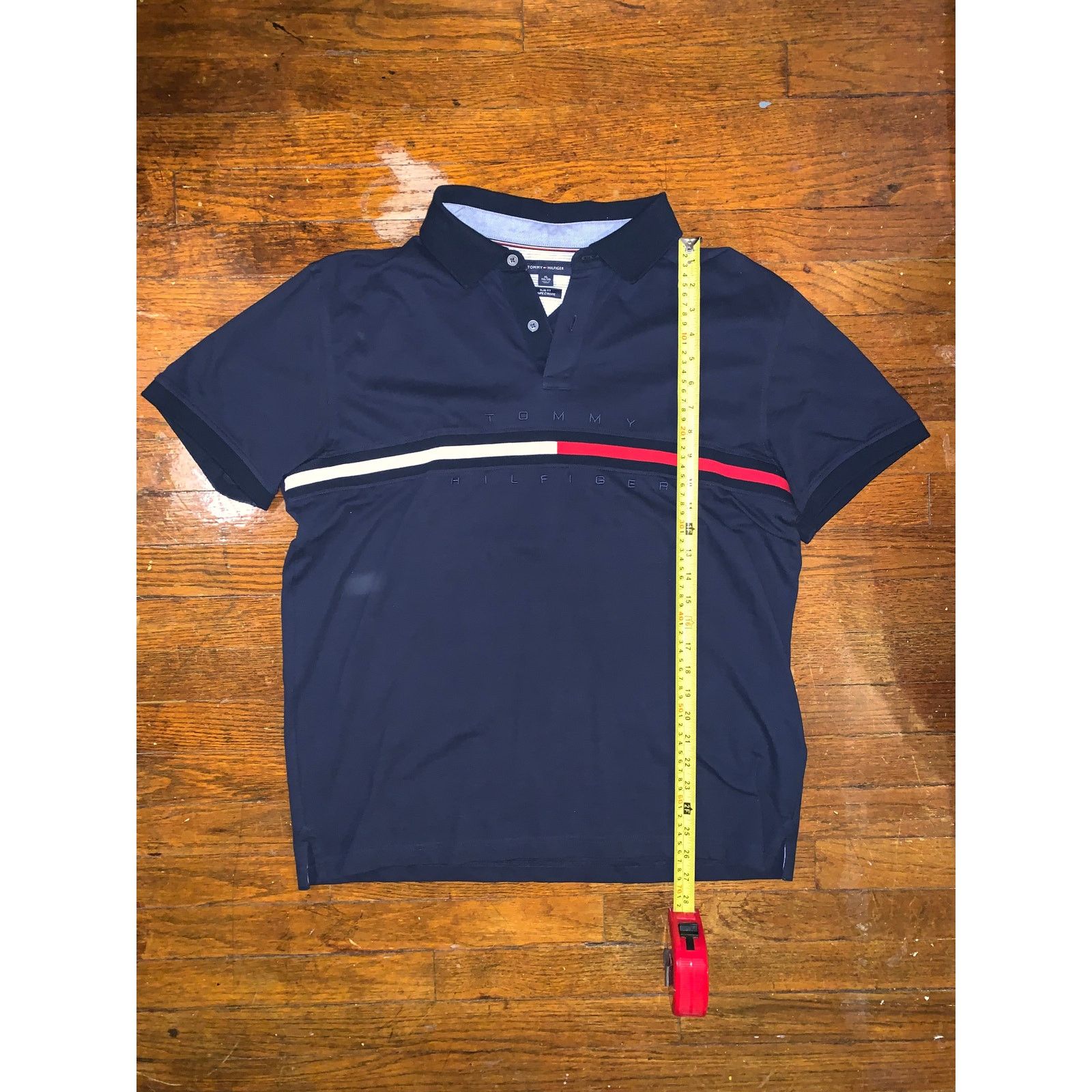 Tommy Hilfiger Tommy Hilfiger Logo Polo Shirt Mens XL Navy Blue Slim Fit Size US XL / EU 56 / 4 - 6 Thumbnail