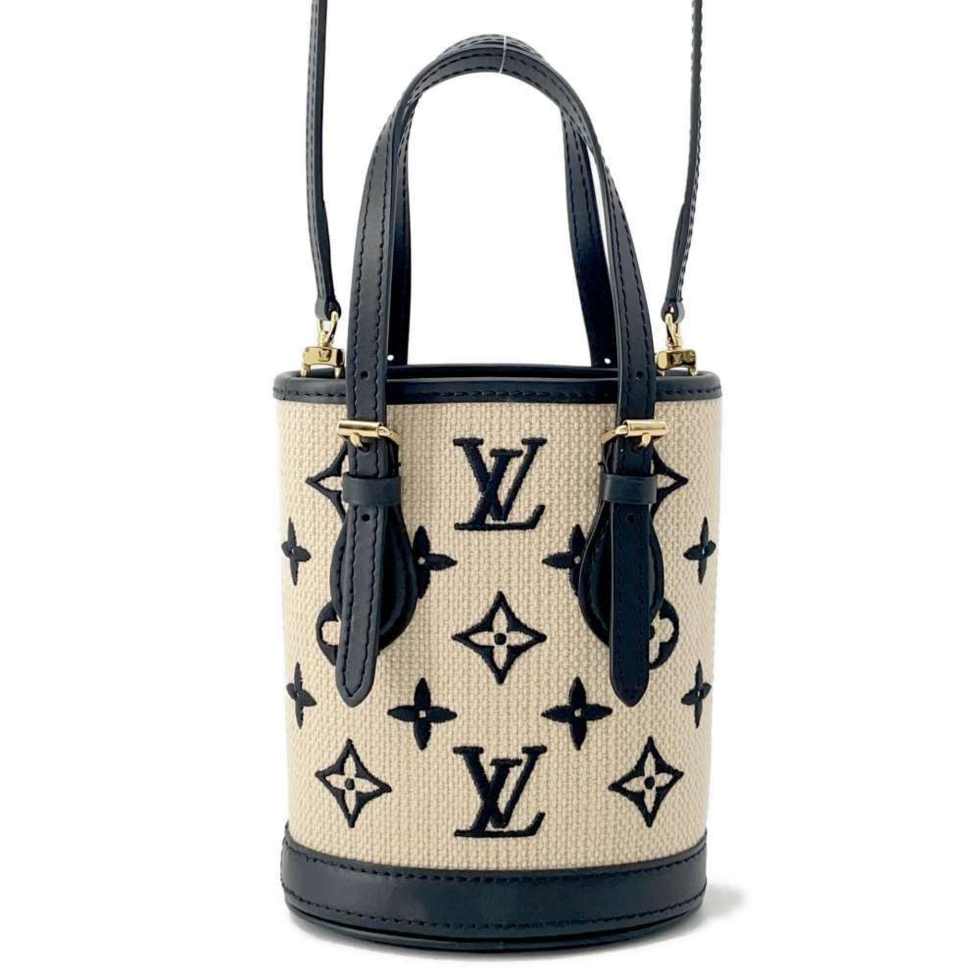 Louis Vuitton Handbag Monogram Nano Baguette M82418 Louis Vuitton 2Way Shoulder Bag Black in Beige, Women's
