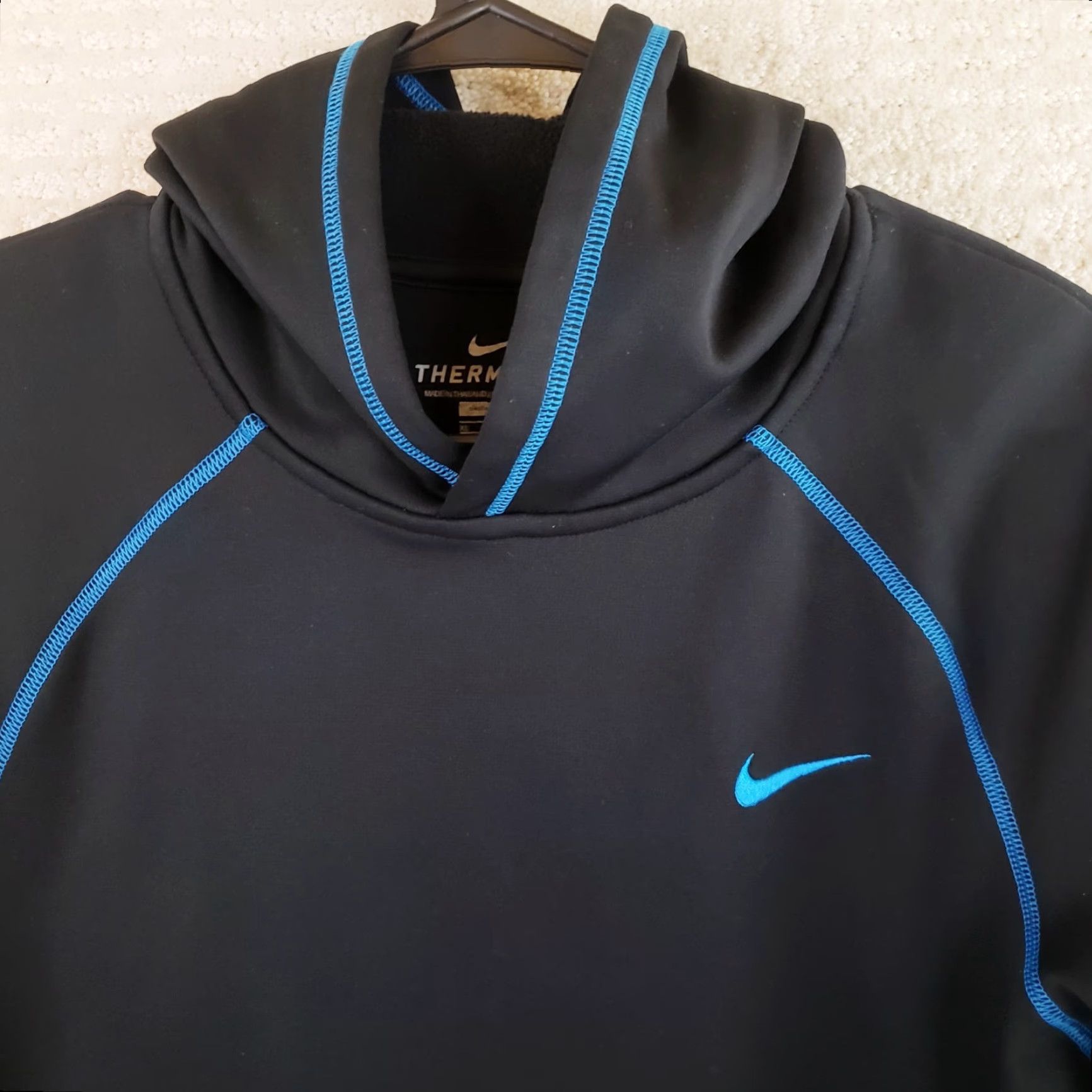 Nike Nike Hoodie Mens XL Black Therma-Fit Pullover Fleece Lined Jacket Pockets BlueT Size US XL / EU 56 / 4 - 4 Thumbnail