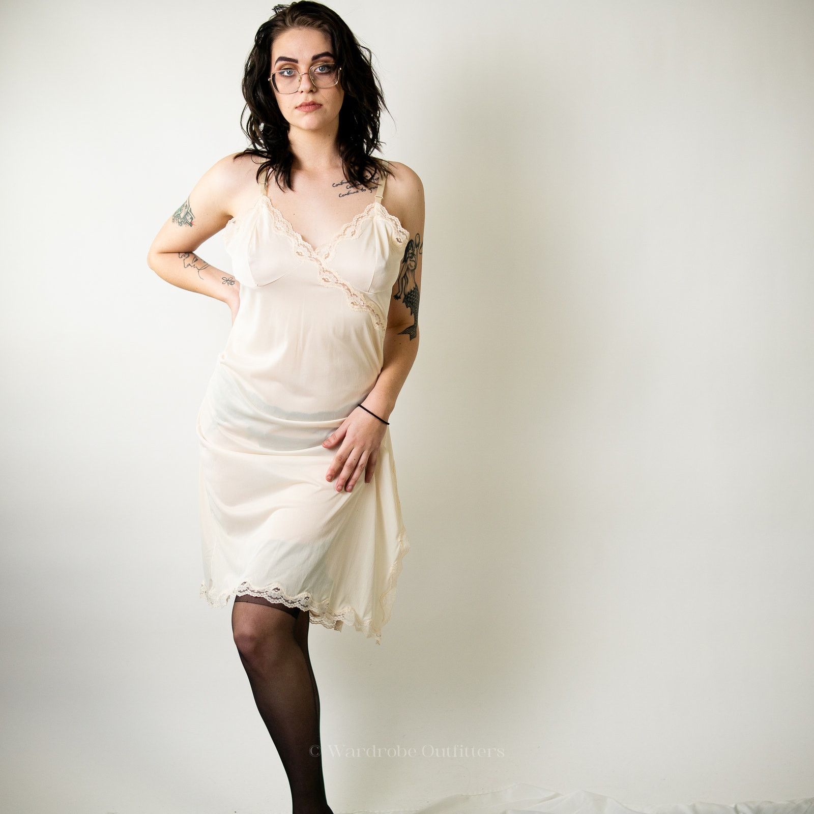 Vintage Vintage 60s White Lace Lingerie Slip Size ONE SIZE - 2 Thumbnail