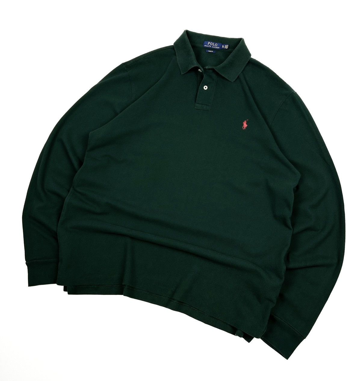 Polo Ralph Lauren × Vintage Vintage Polo Ralph Lauren Polo Longsleeve Green Rugby Size US XL / EU 56 / 4 - 2 Thumbnail