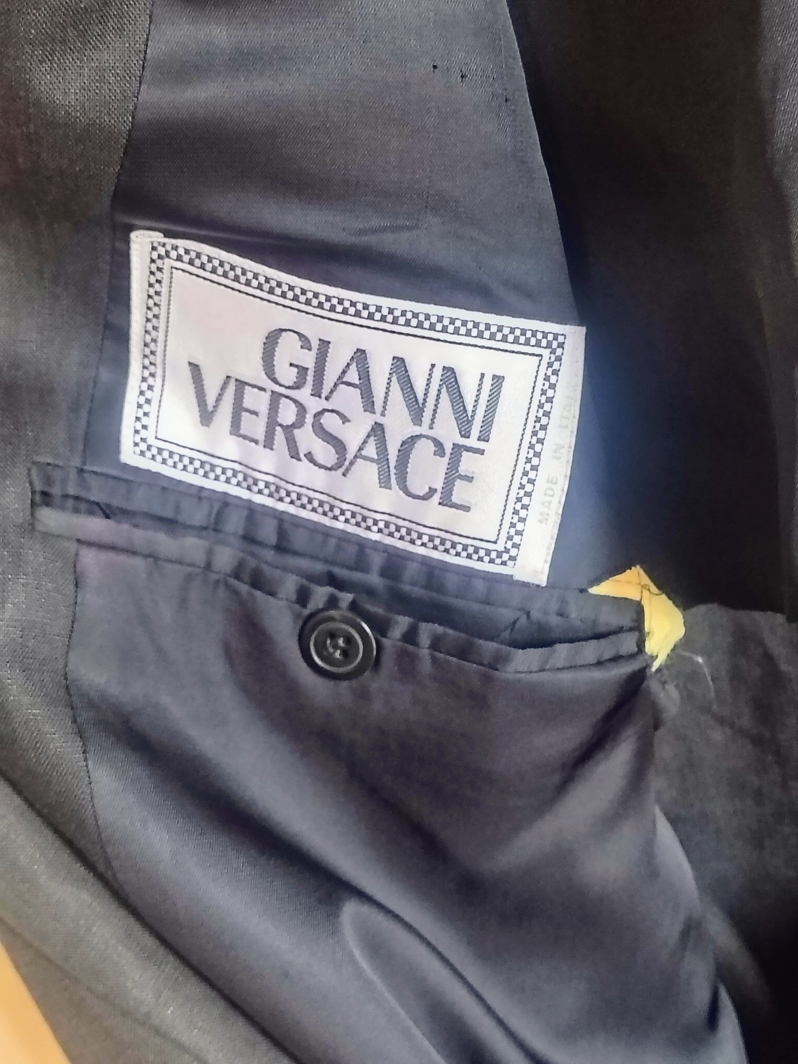 Versace Vintage Gianni Versace "Zipped" Linen-Texture Blazer Size 40R - 3 Thumbnail