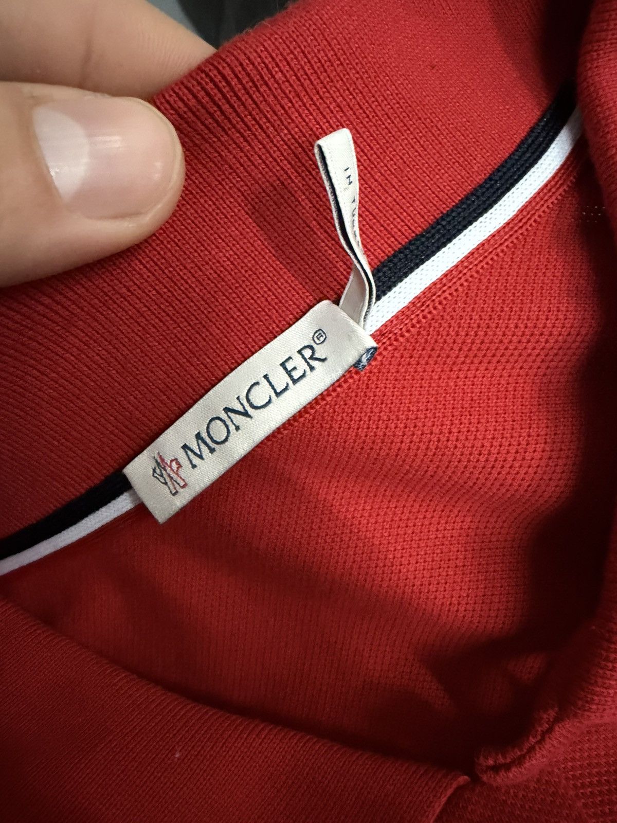 Moncler Moncler Red Classic Flag-Trim Polo Size US S / EU 44-46 / 1 - 3 Thumbnail