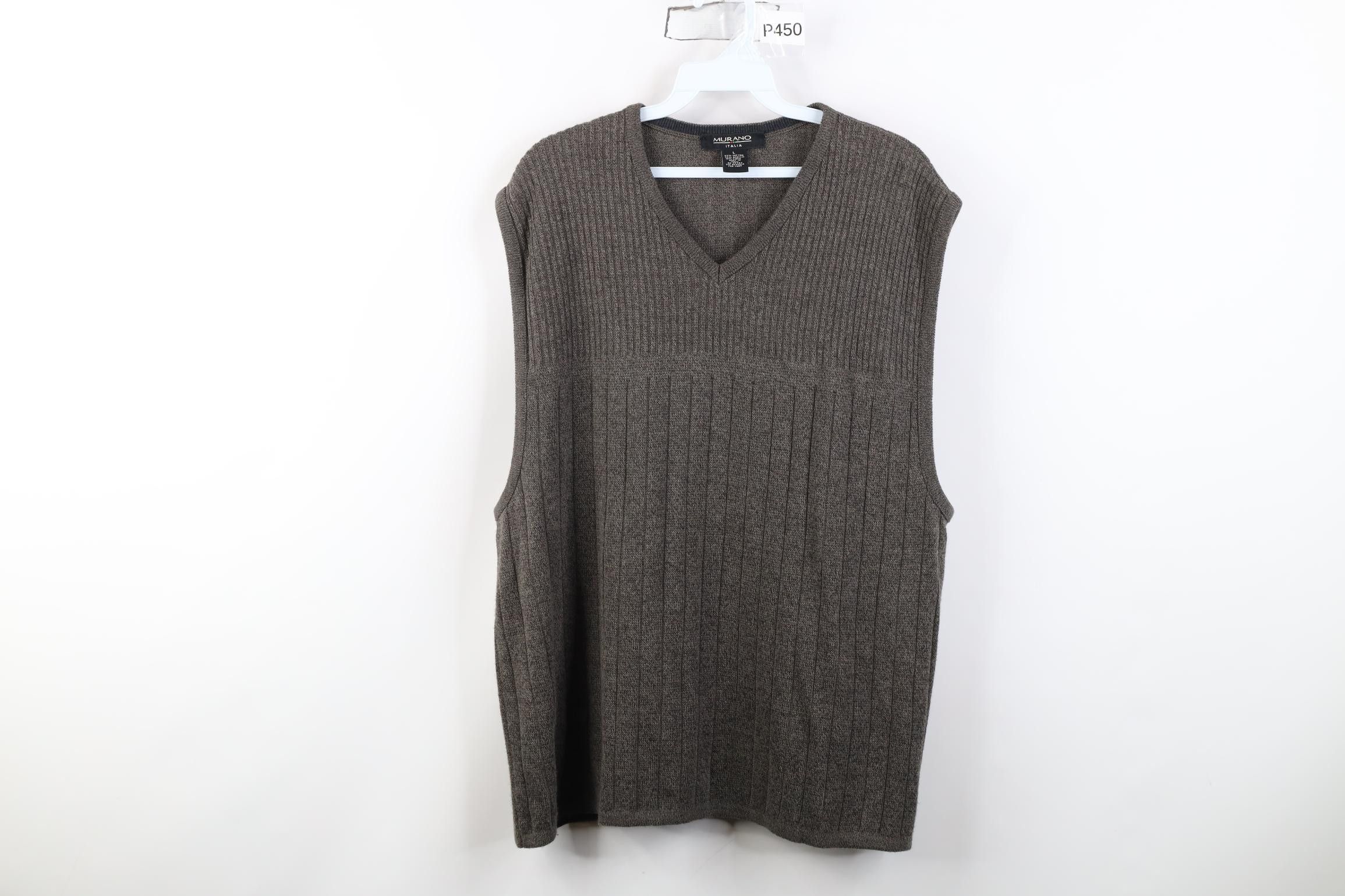 Vintage Vintage 90s Streetwear Linen Blend Ribbed Knit Sweater Vest Size US L / EU 52-54 / 3 - 1 Thumbnail