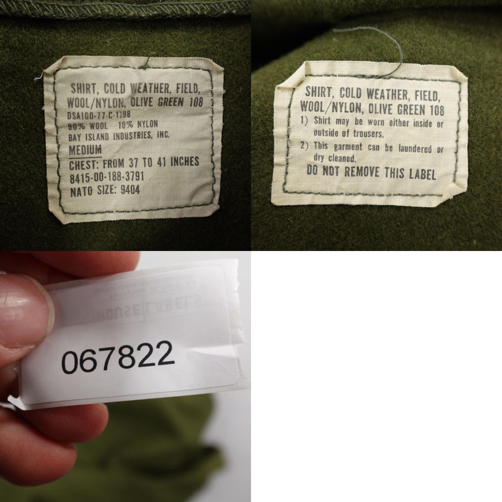 Olive VINTAGE US Army Shirt Mens Medium Cold Weather Field Wool Olive Green 70s 108 60s? Size US M / EU 48-50 / 2 - 8 Thumbnail