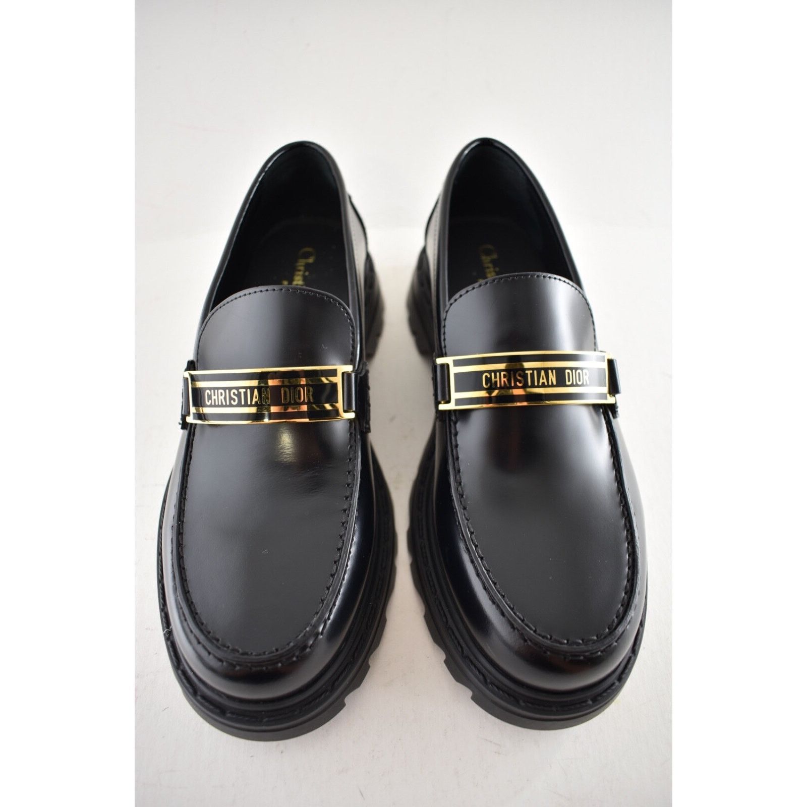 Dior Dior Code Black Brushed Calfskin Leather Gold Logo Loafer Size US 7.5 / IT 37.5 - 11 Thumbnail