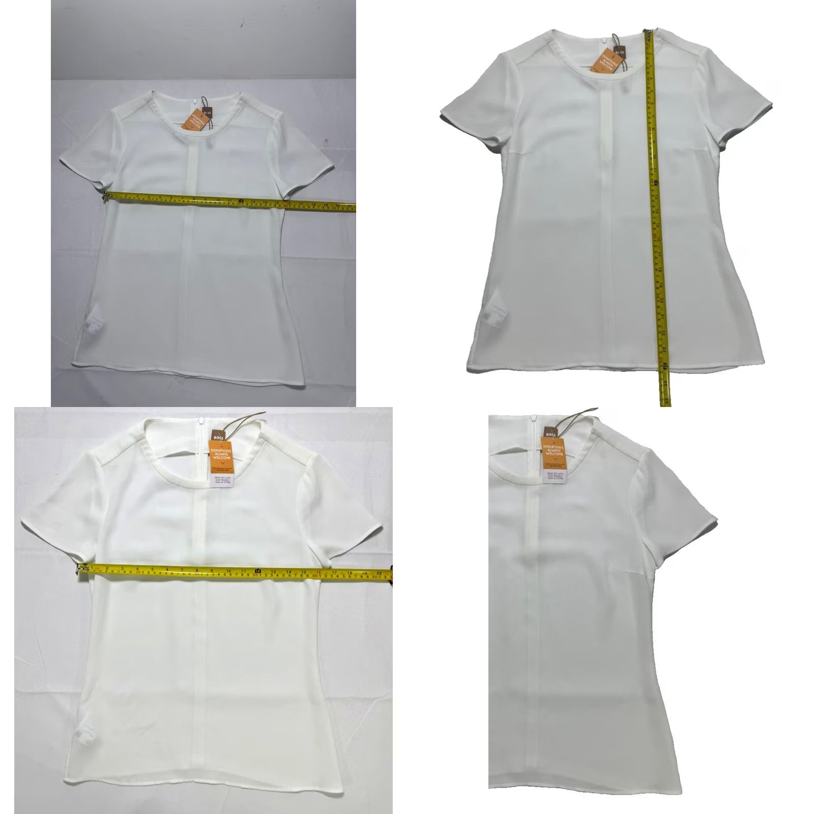 Hugo Boss HUGO BOSS Blouse Women White | Short Sleeve | 2 | Regular Fit | 100% Polyester | Made In Poland Size XS / US 0-2 / IT 36-38 - 9 Thumbnail