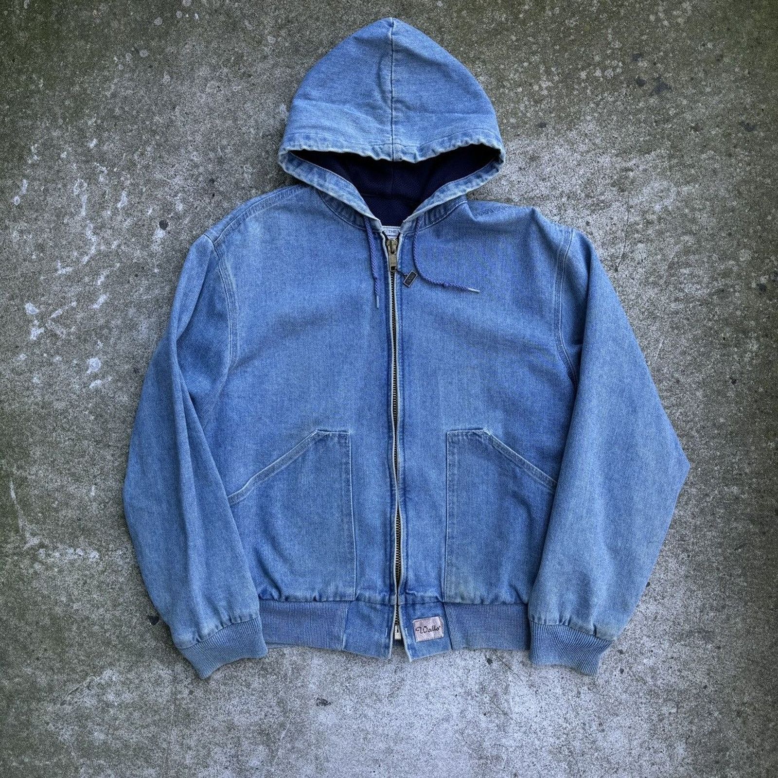 Vintage 90s Thermal Lined Denim Zip Up Work Jacket ERD Grunge Faded Size US L / EU 52-54 / 3 - 1 Thumbnail