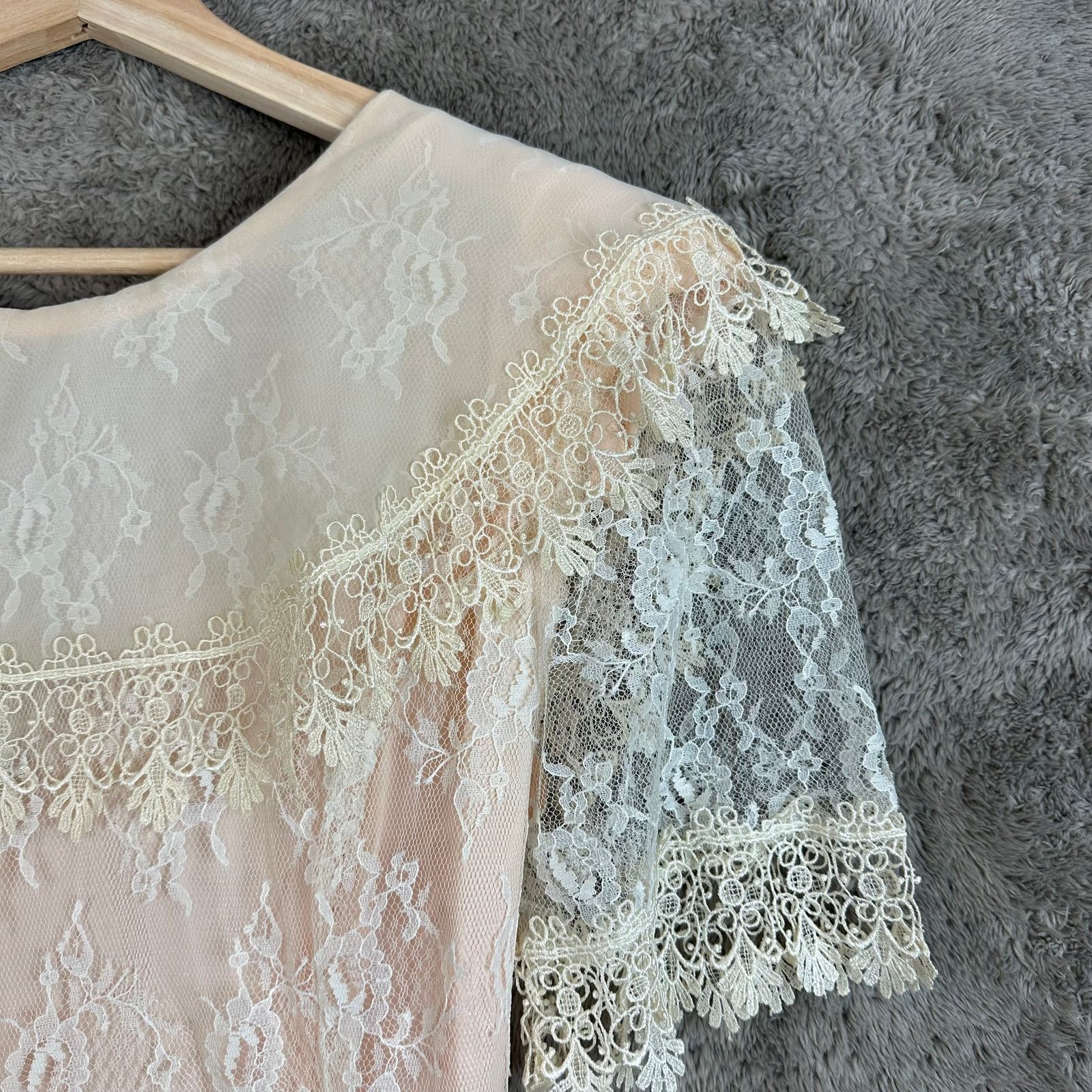 Other Vintage 80s Pink Lace Dress Victorian Frilly Cottage Prom Size ONE SIZE - 14 Thumbnail