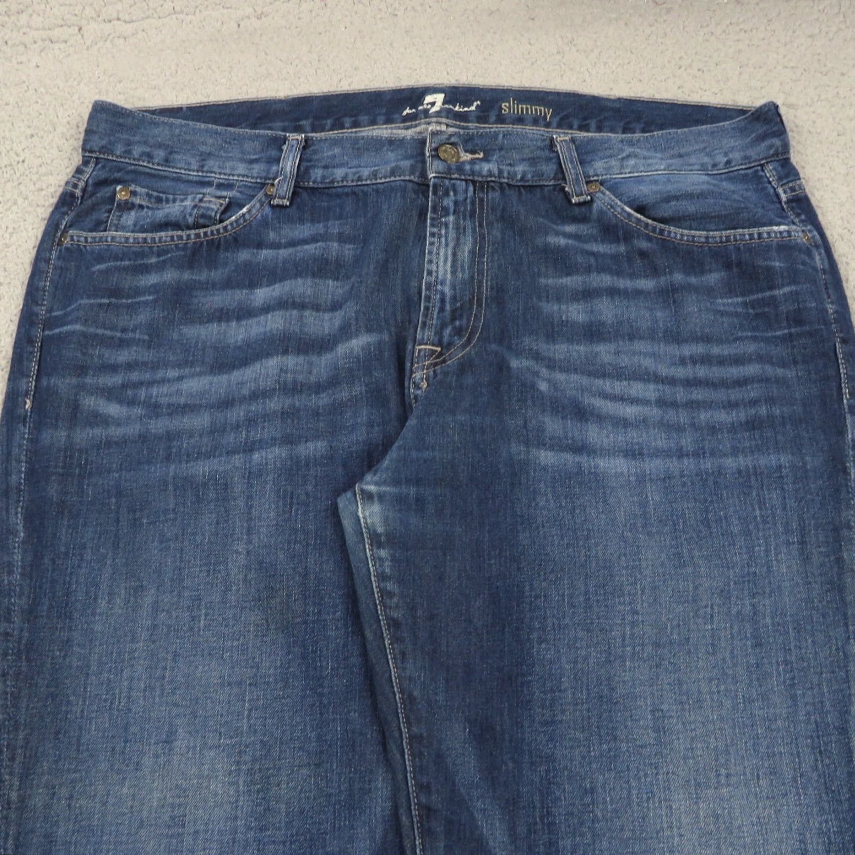 7 For All Mankind 7 For All Mankind Jeans Mens Slim 40x34 Dark Wash 100% Cotton Denim 5-Pocket Style Straight Size US 40 / EU 56 - 5 Thumbnail