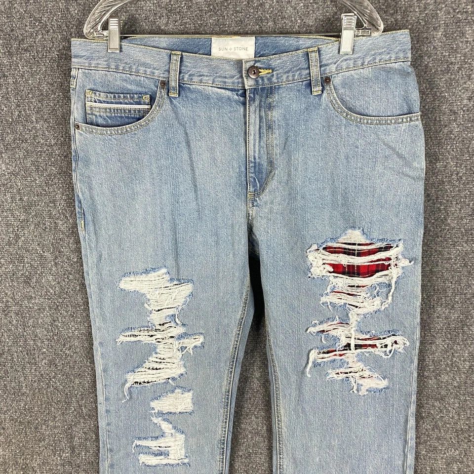 Other Sun + Stone Jeans Women's Size 36 Denim 100% Cotton Ripped Size 36" / US 14 / IT 50 - 2 Thumbnail