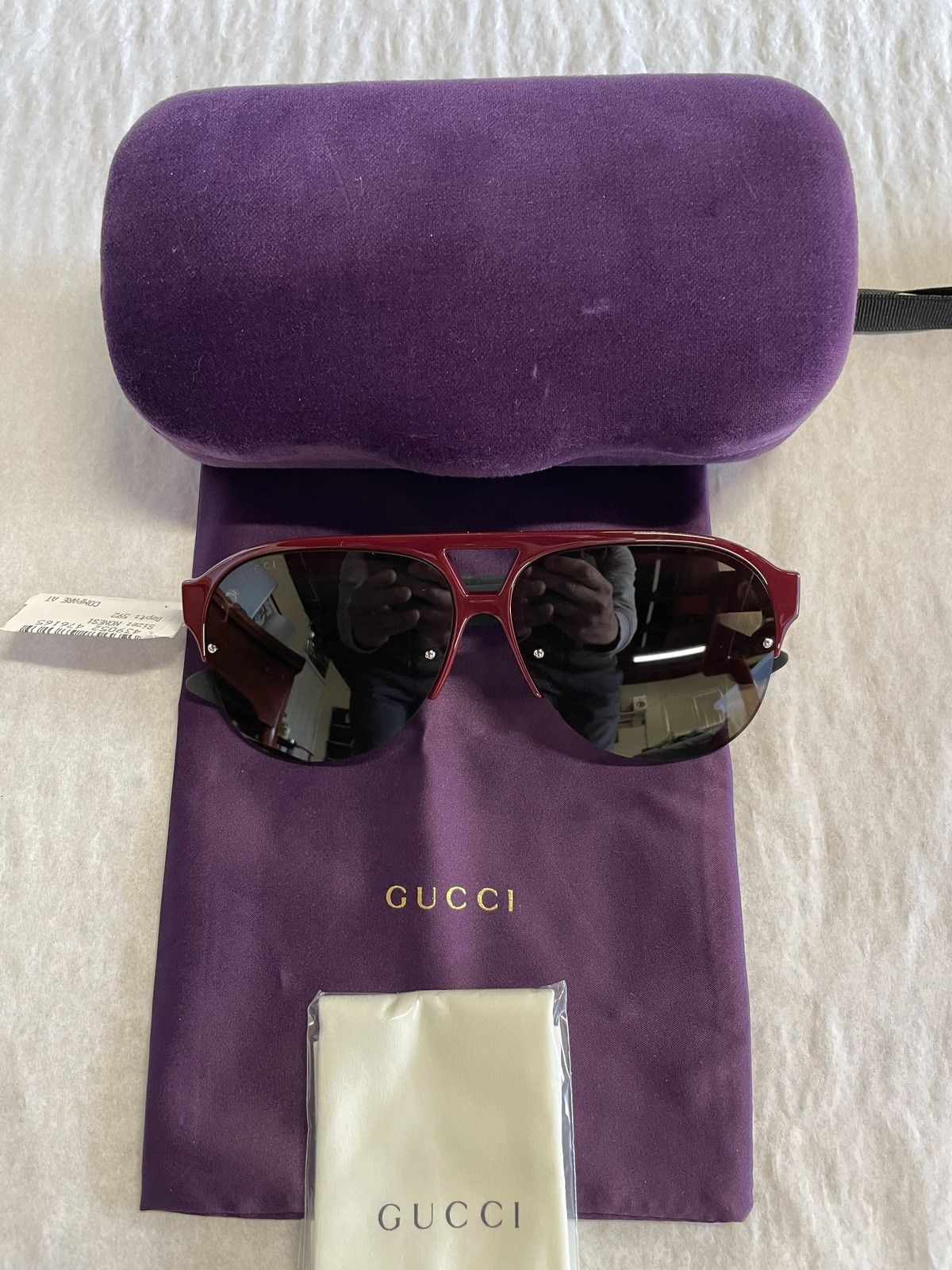 Gucci Gucci GG0170S 004 Cherry/Black Lens Pilot Unisex Sunglasses Size ONE SIZE - 8 Thumbnail