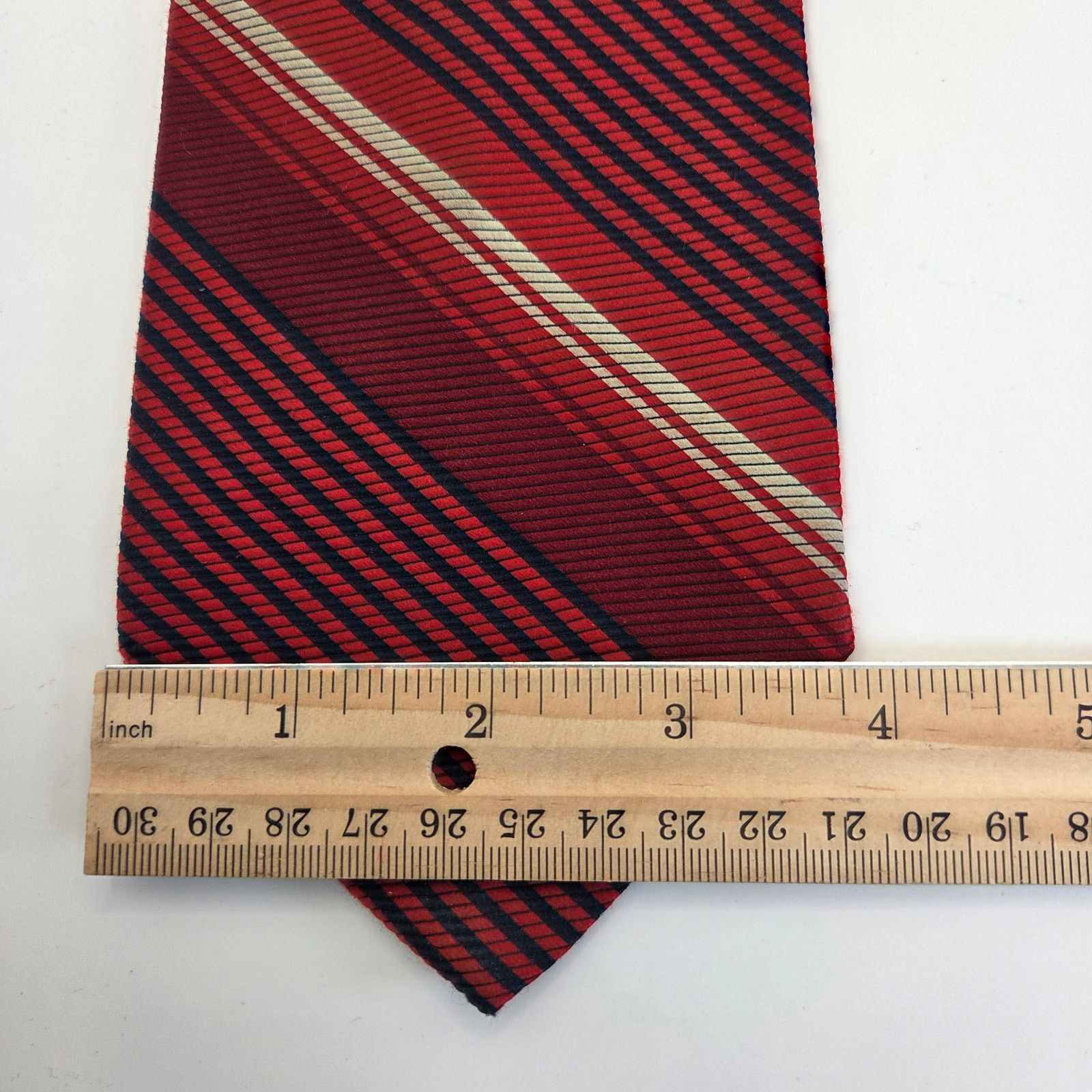 Vintage Vintage 70s Red Stripe Polyester Tie Size ONE SIZE - 7 Thumbnail