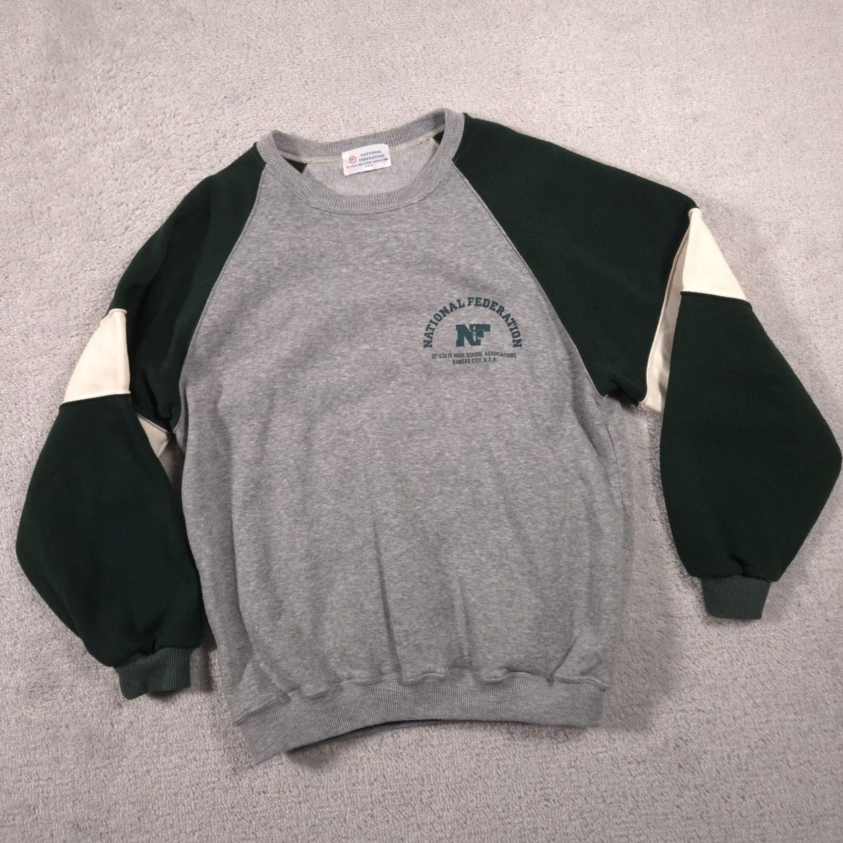 Vintage Vintage National Federation Sweatshirt Mens Medium Gray Raglan NF Graphic 80s Size US M / EU 48-50 / 2 - 3 Thumbnail