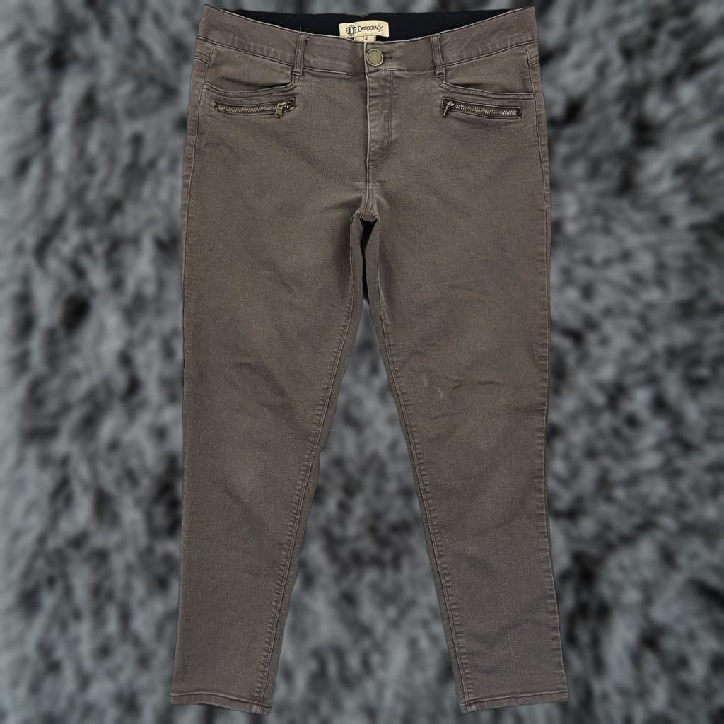 Vintage Democracy Jeans Capri Pants Womens 14 Brown Stretch Ab Technology 5-Pocket Denim Slim Casual Retro 28in Inseam Size 36" / US 14 / IT 50 - 1 Thumbnail