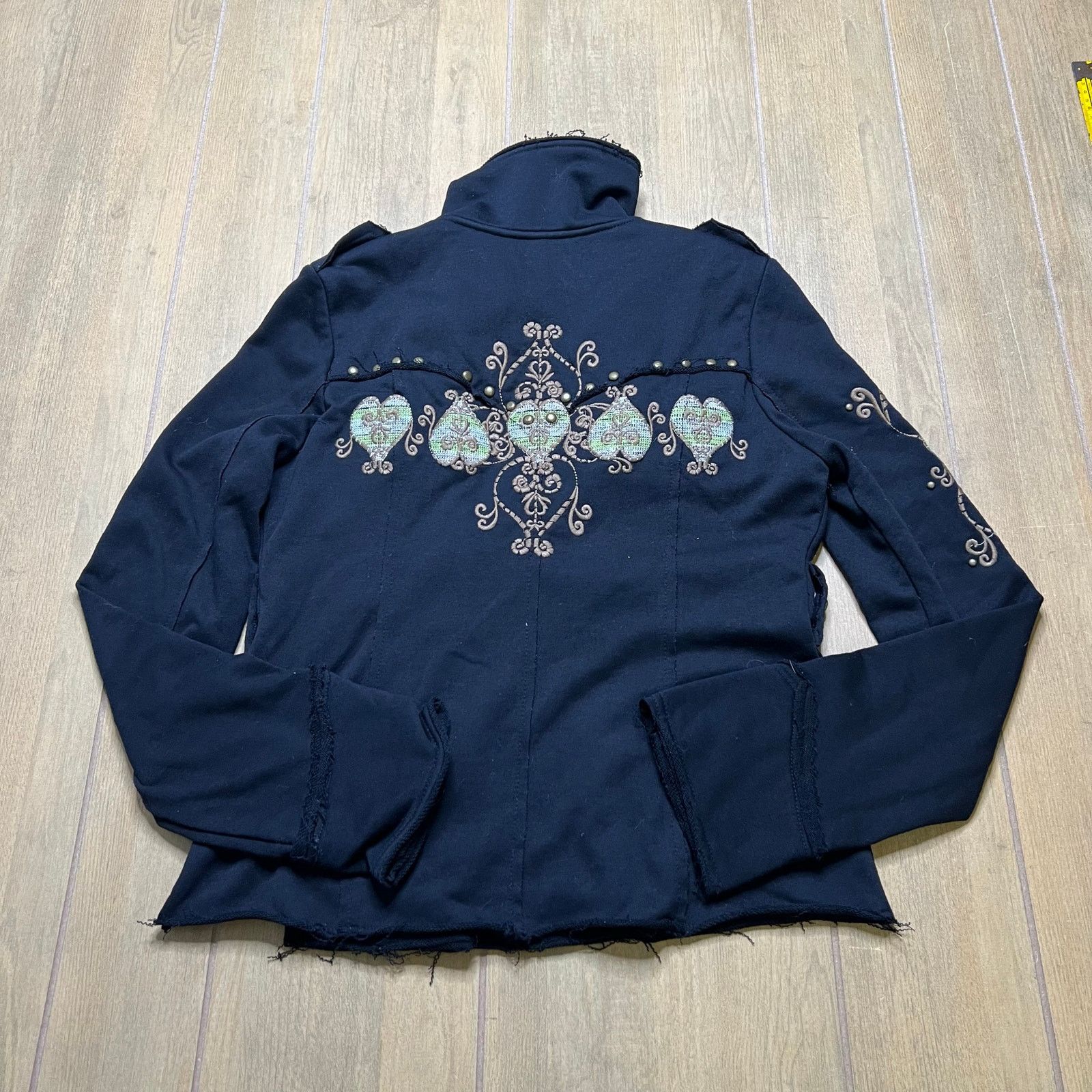 Vintage RAG COUTURE Jacket Womens M Black Embroidered Studded Y2K Size M / US 6-8 / IT 42-44 - 6 Thumbnail