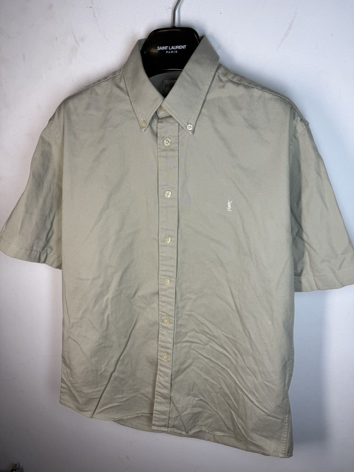 Yves Saint Laurent Beige YSL Shirt Short Sleeve Button Up Collar Vintage Y2K Size US M / EU 48-50 / 2 - 7 Thumbnail