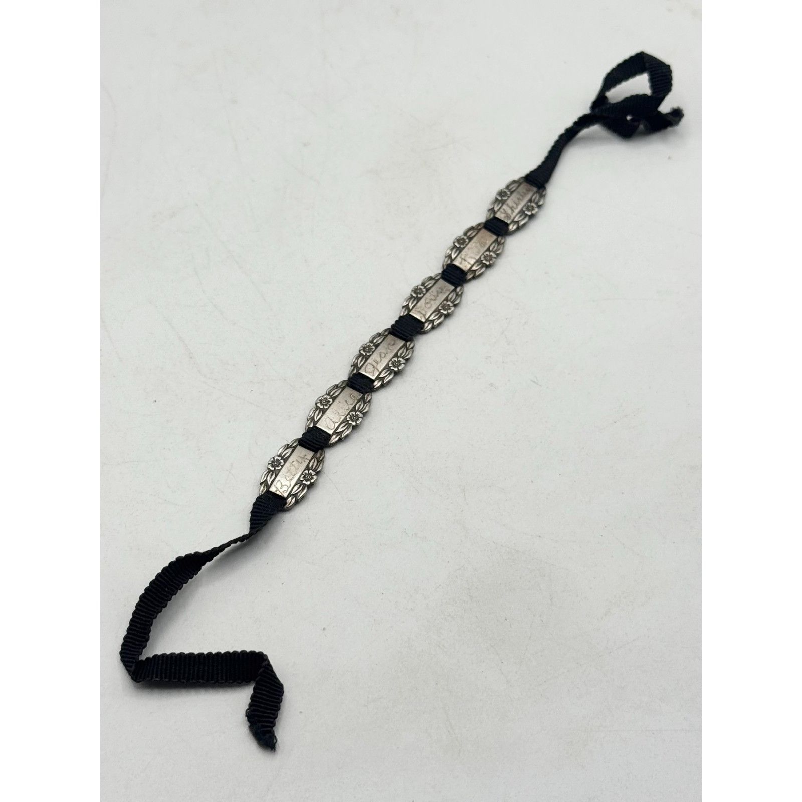 Vintage Antique Sterling Silver Forget Me Not Floral Bracelet Grosgr Size ONE SIZE - 4 Thumbnail