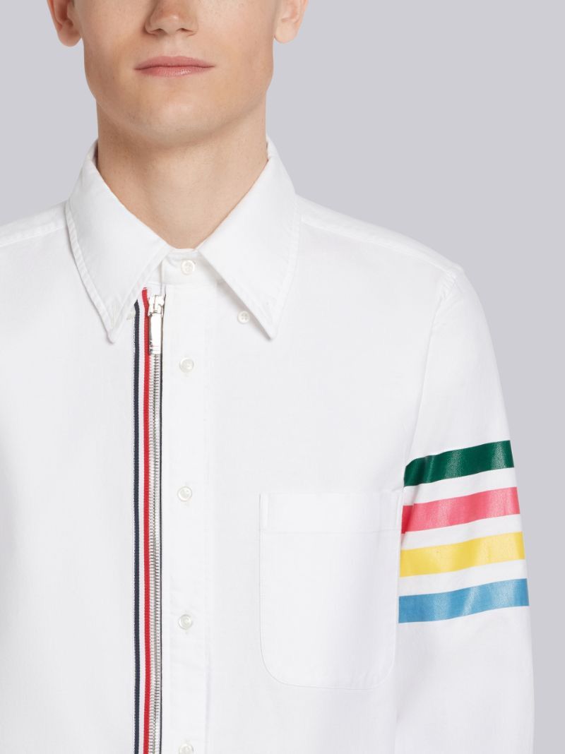 Thom Browne Thom Browne - 4-BAR ZIP-FRONT OXFORD SHIRT Size US M / EU 48-50 / 2 - 5 Thumbnail