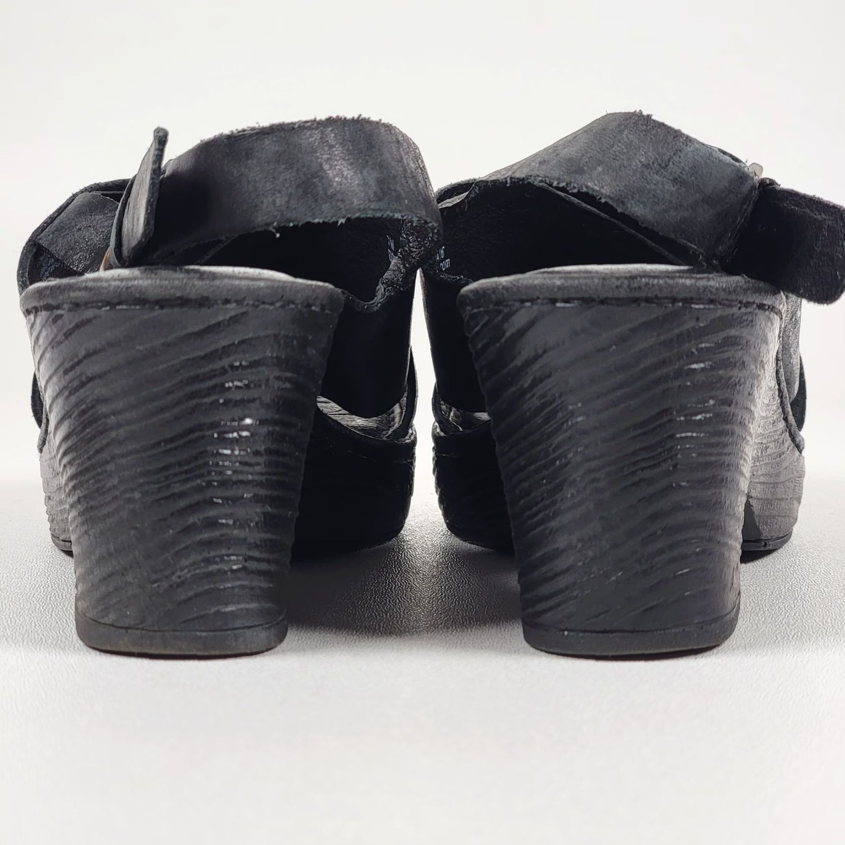 Born Born Emmy II Wedge Slingback Cross Strap Buckle Women's Black Leather Casual Heel 7M Size US 7 / IT 37 - 7 Thumbnail